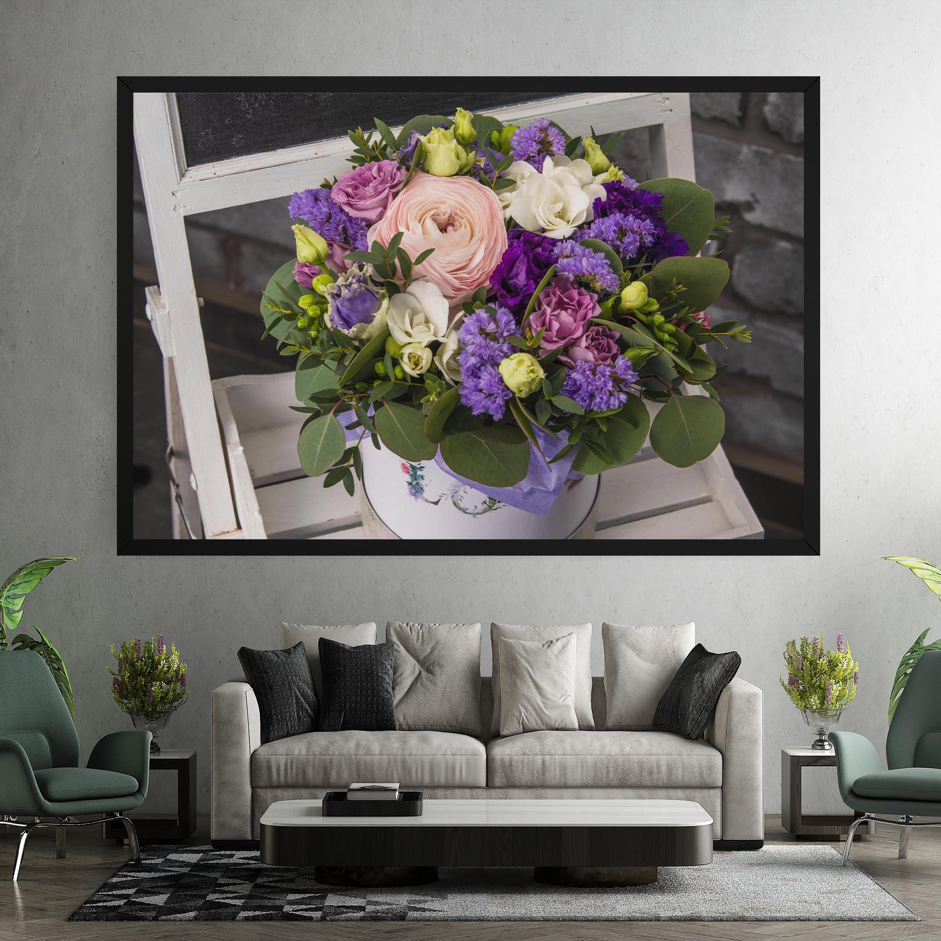 Tablou Canvas Big Pink Rose Bouquet mockup 7