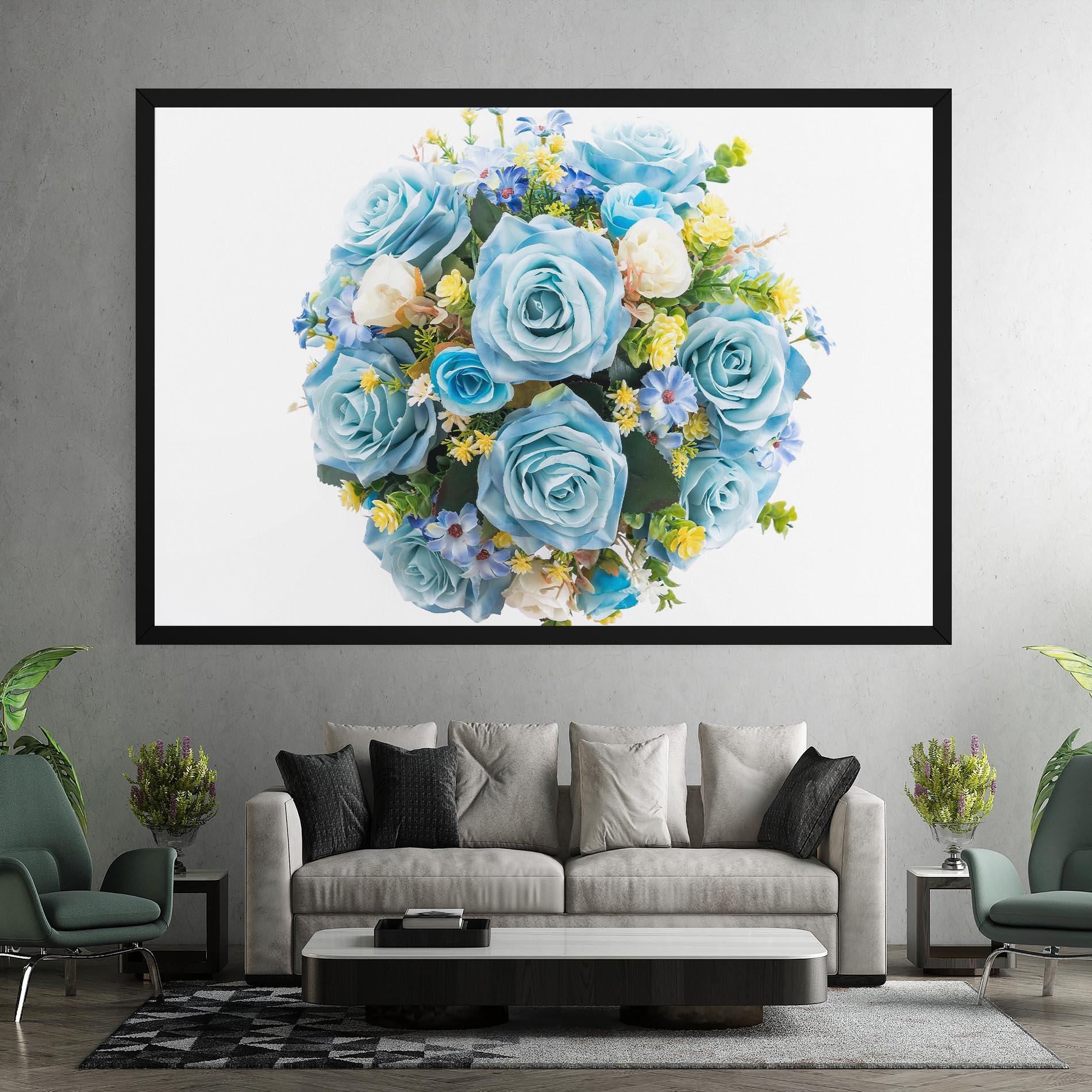 Tablou Canvas Blue Roses Bouquet mockup 7