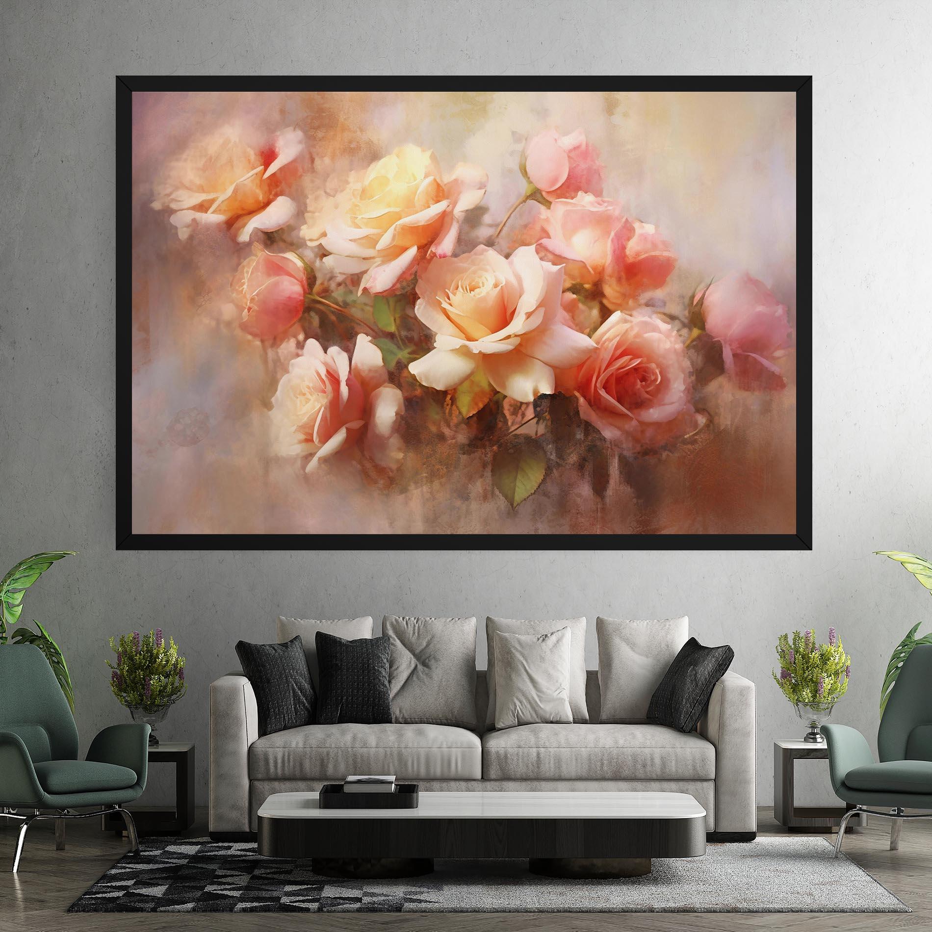 Tablou Canvas Roses Bouquet Painting mockup 7