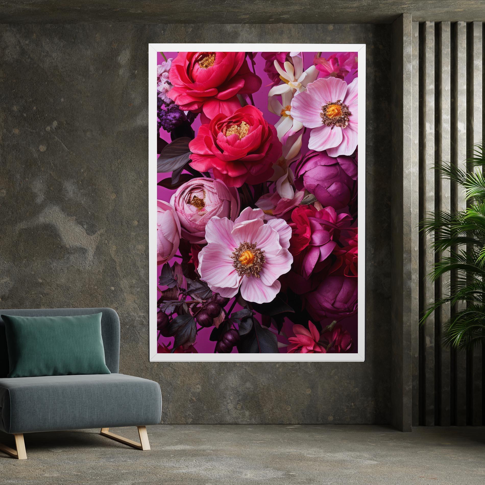 Tablou Canvas Pink Red Bouquet mockup 7