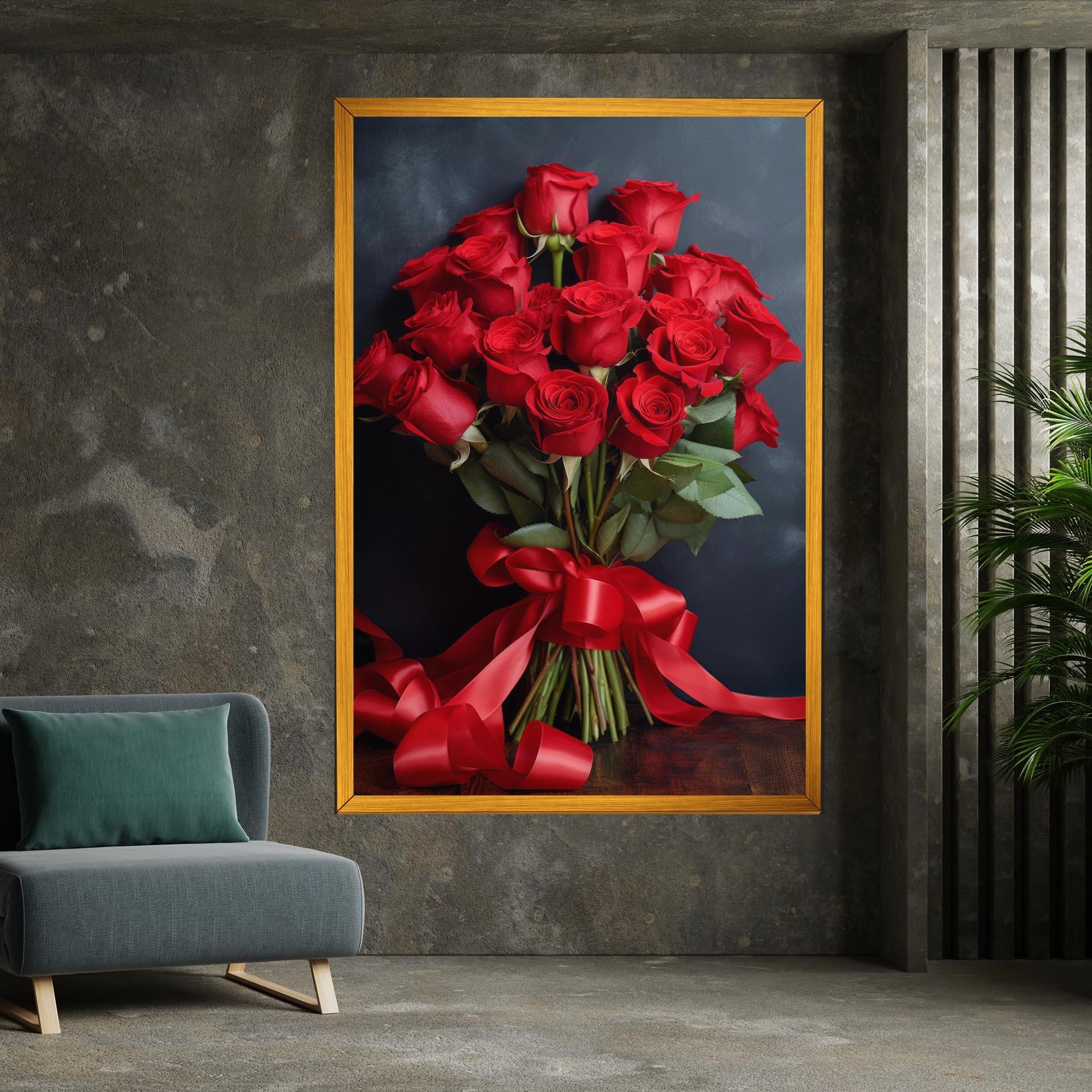 Tablou Canvas Beautiful Red Roses Bouquet mockup 7