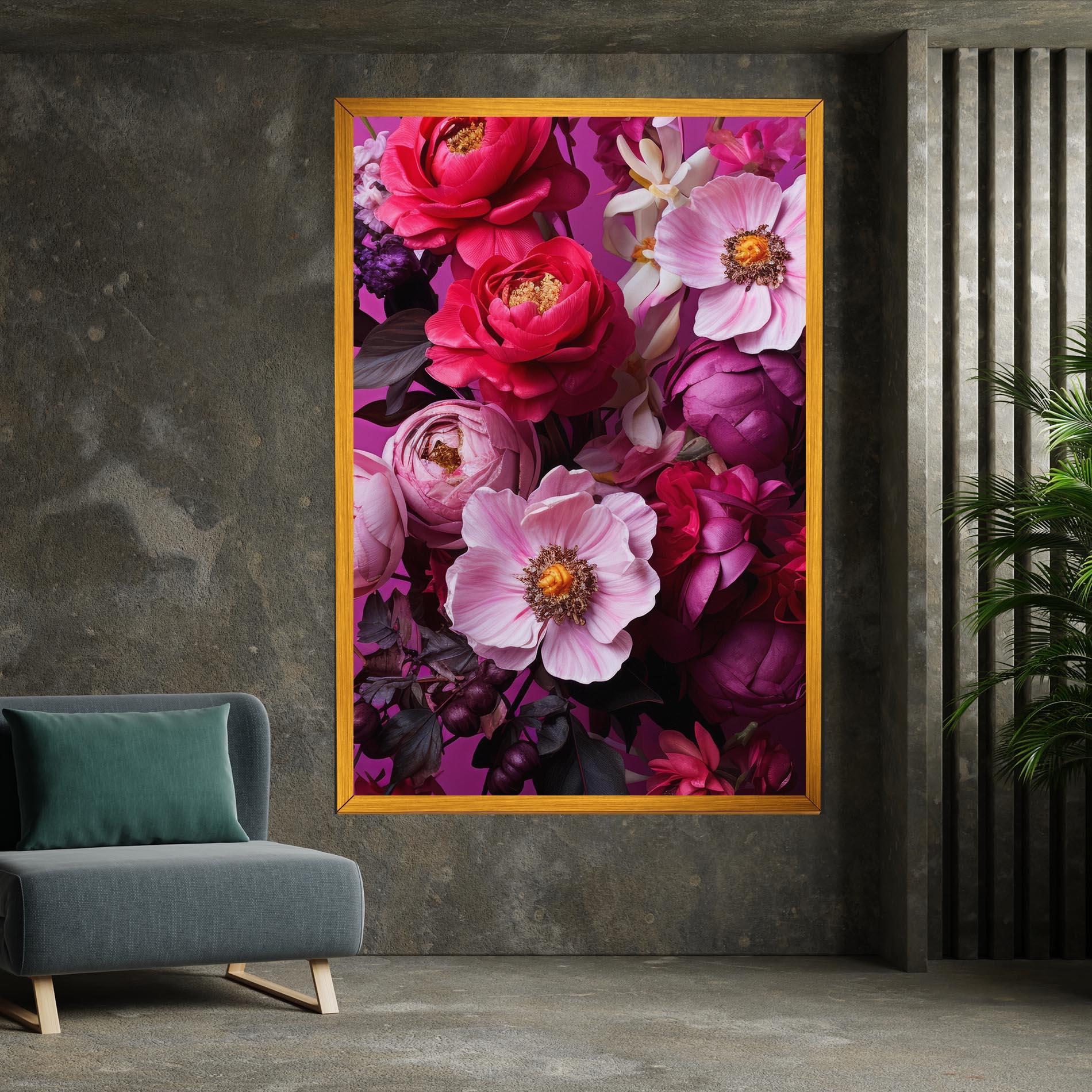 Tablou Canvas Pink Red Bouquet mockup 7