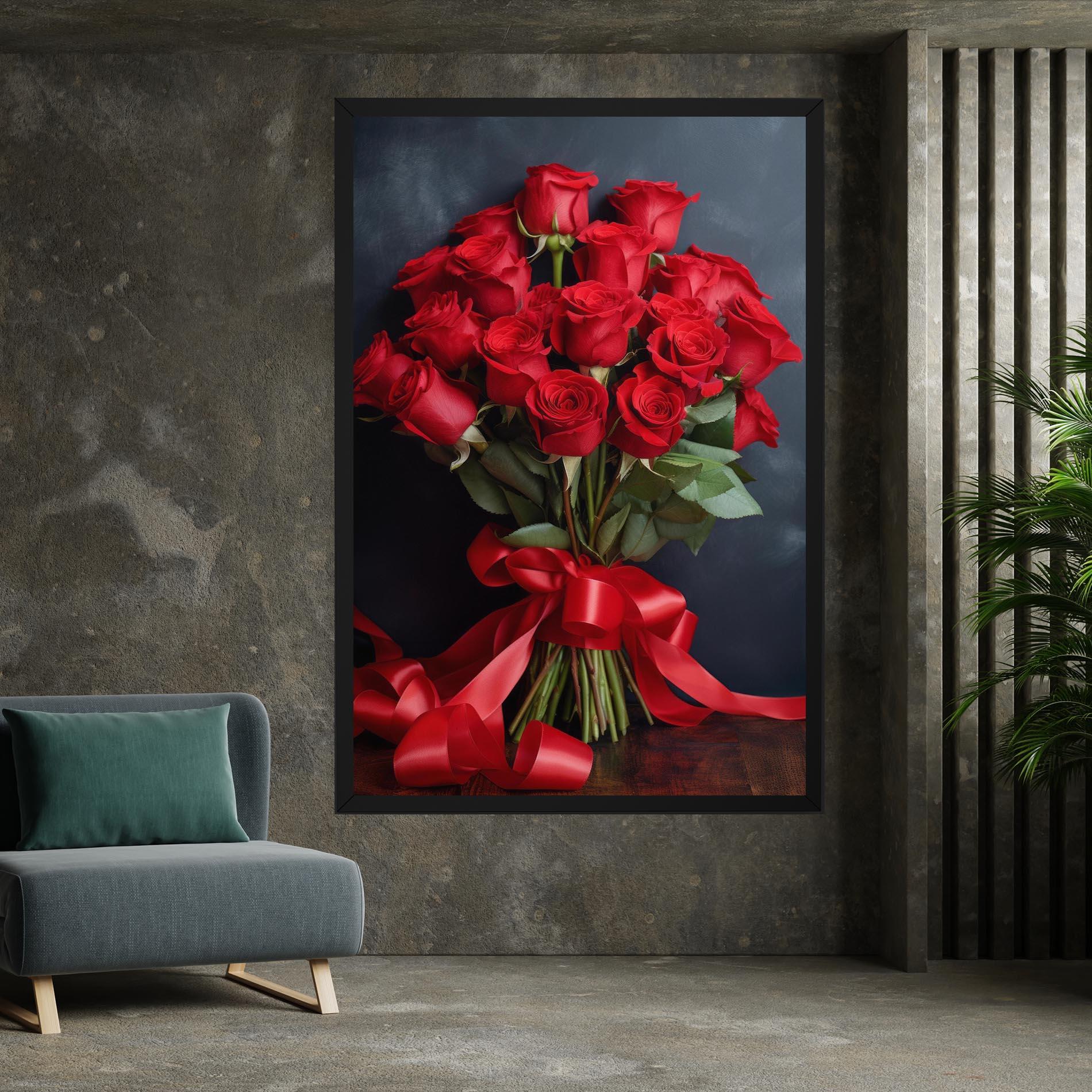 Tablou Canvas Beautiful Red Roses Bouquet mockup 7