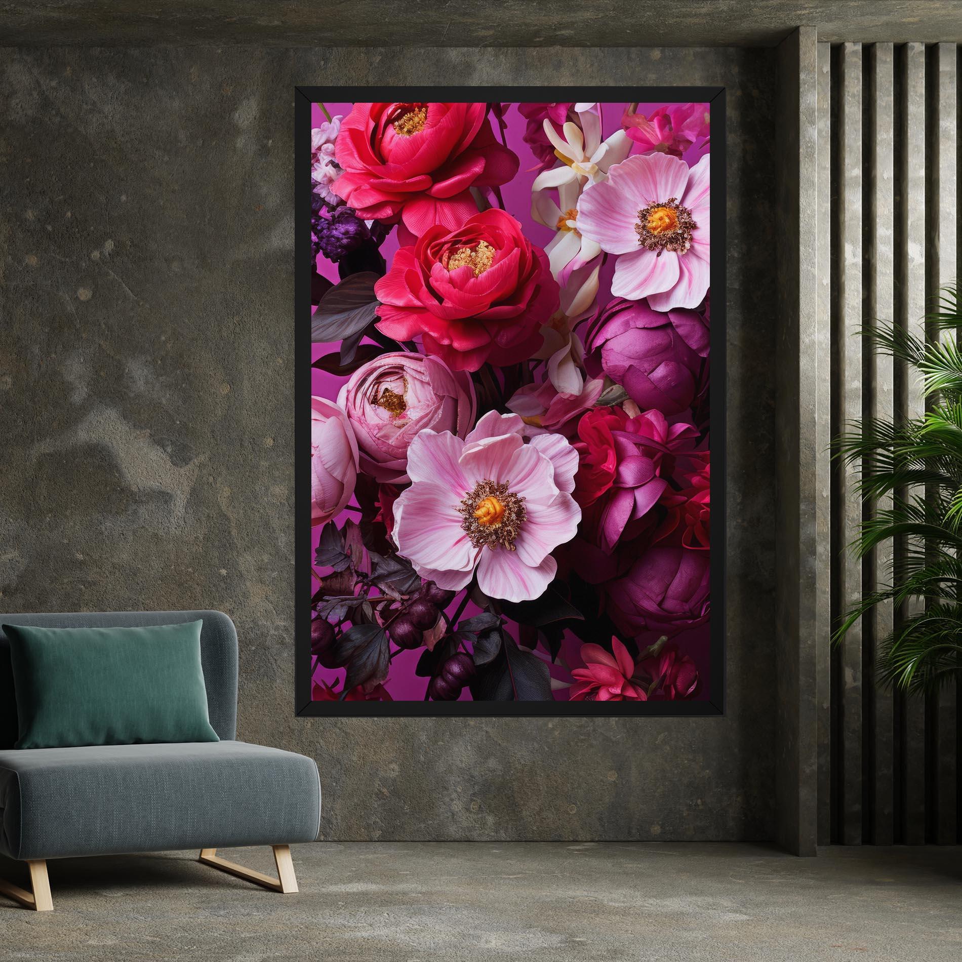 Tablou Canvas Pink Red Bouquet mockup 7