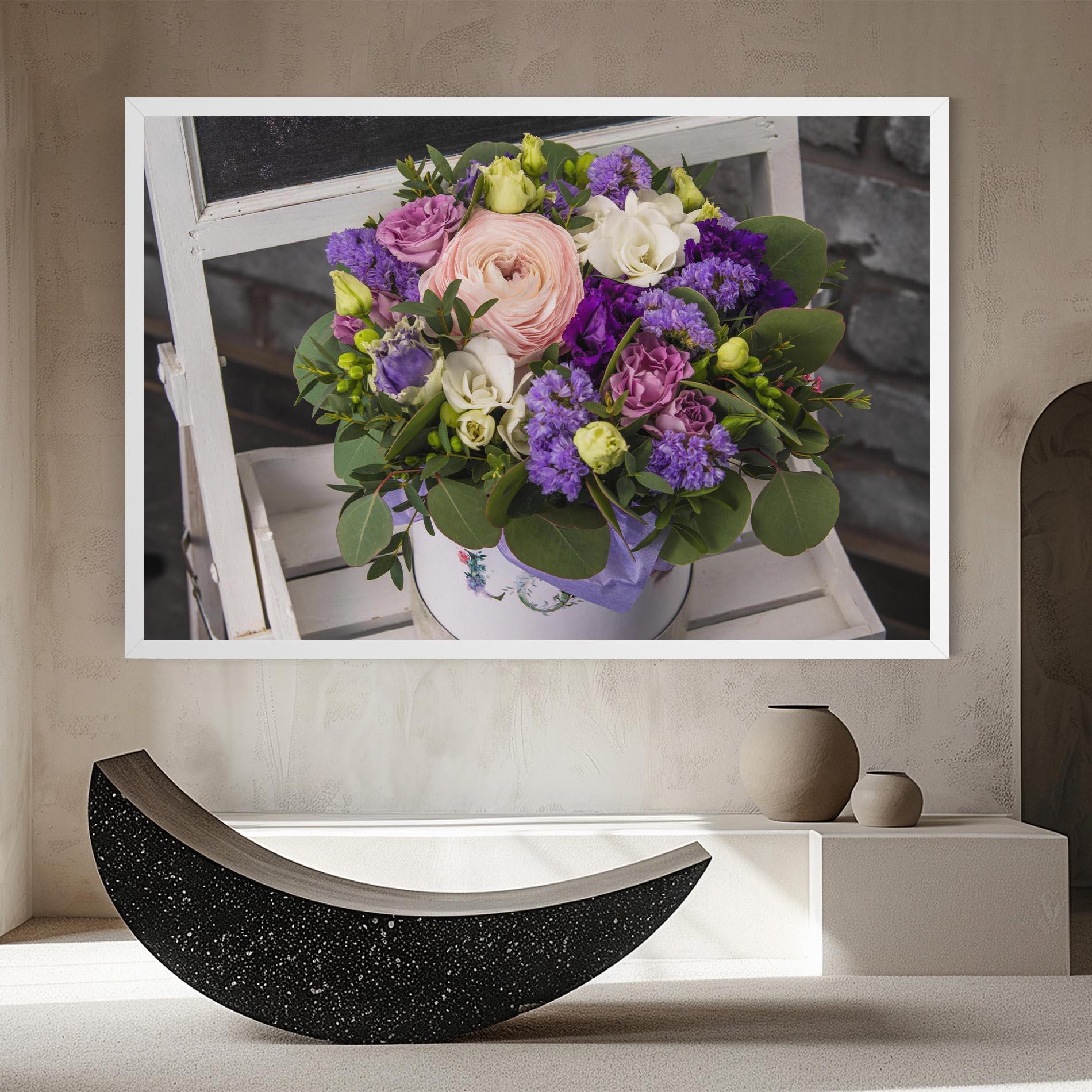 Tablou Canvas Big Pink Rose Bouquet mockup 8