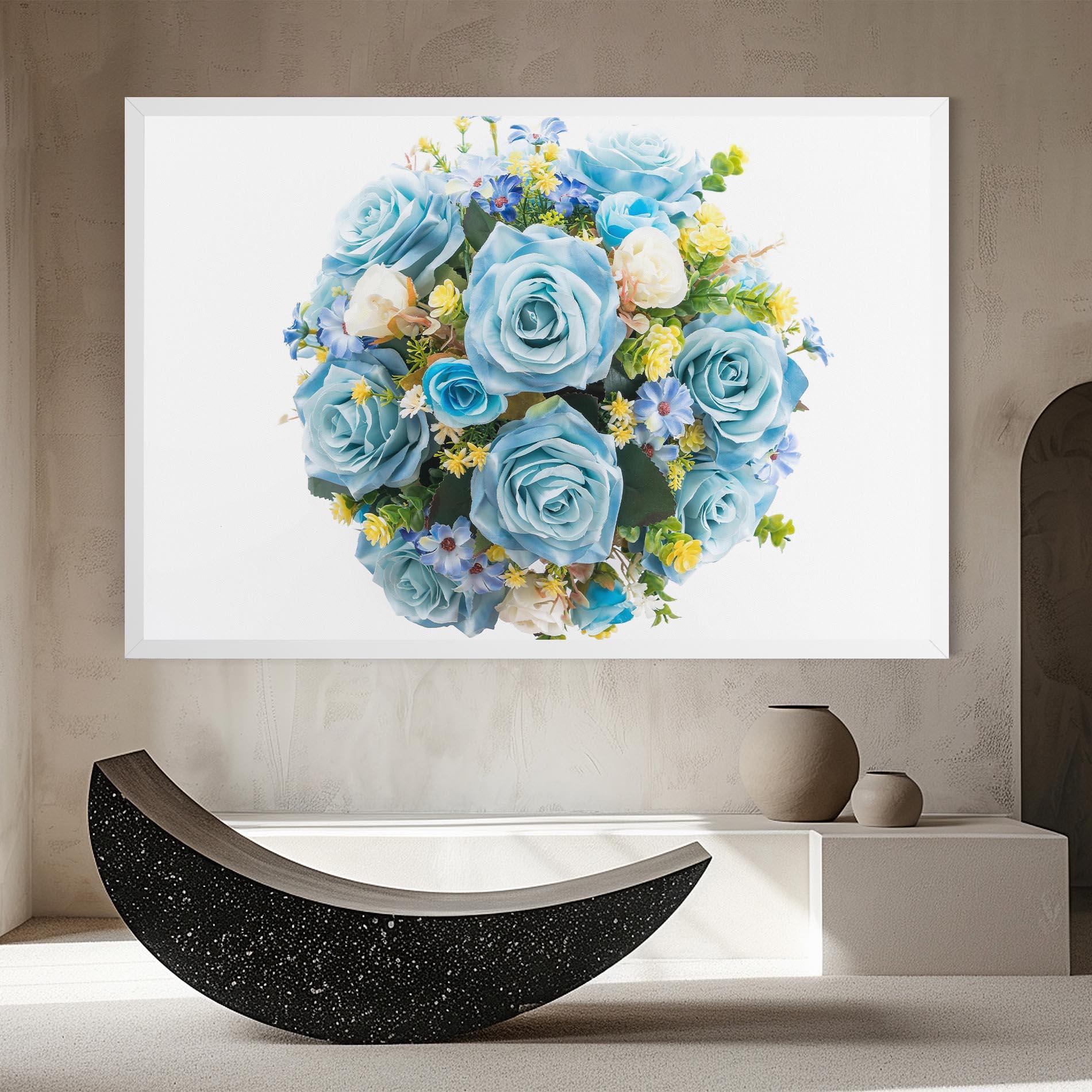Tablou Canvas Blue Roses Bouquet mockup 8