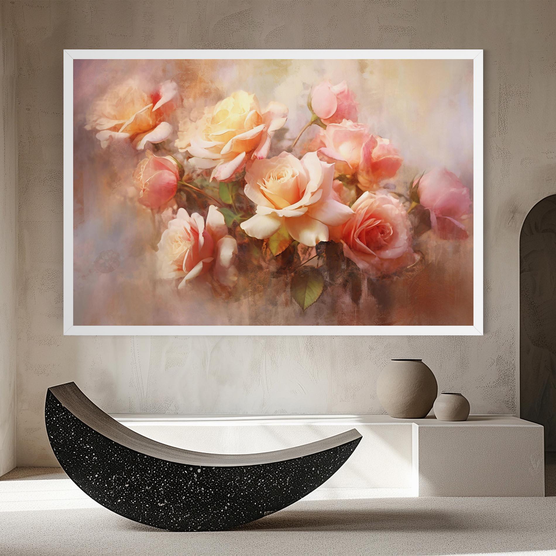 Tablou Canvas Roses Bouquet Painting mockup 8