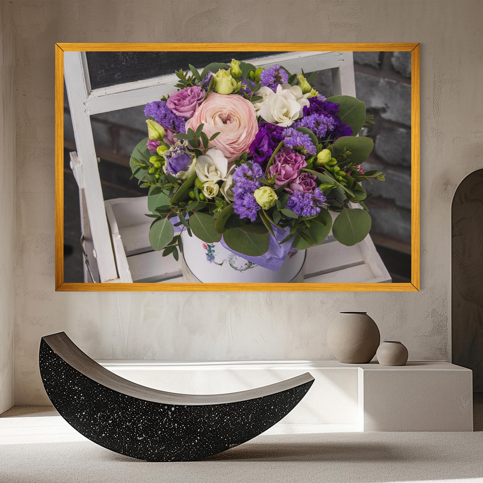 Tablou Canvas Big Pink Rose Bouquet mockup 8