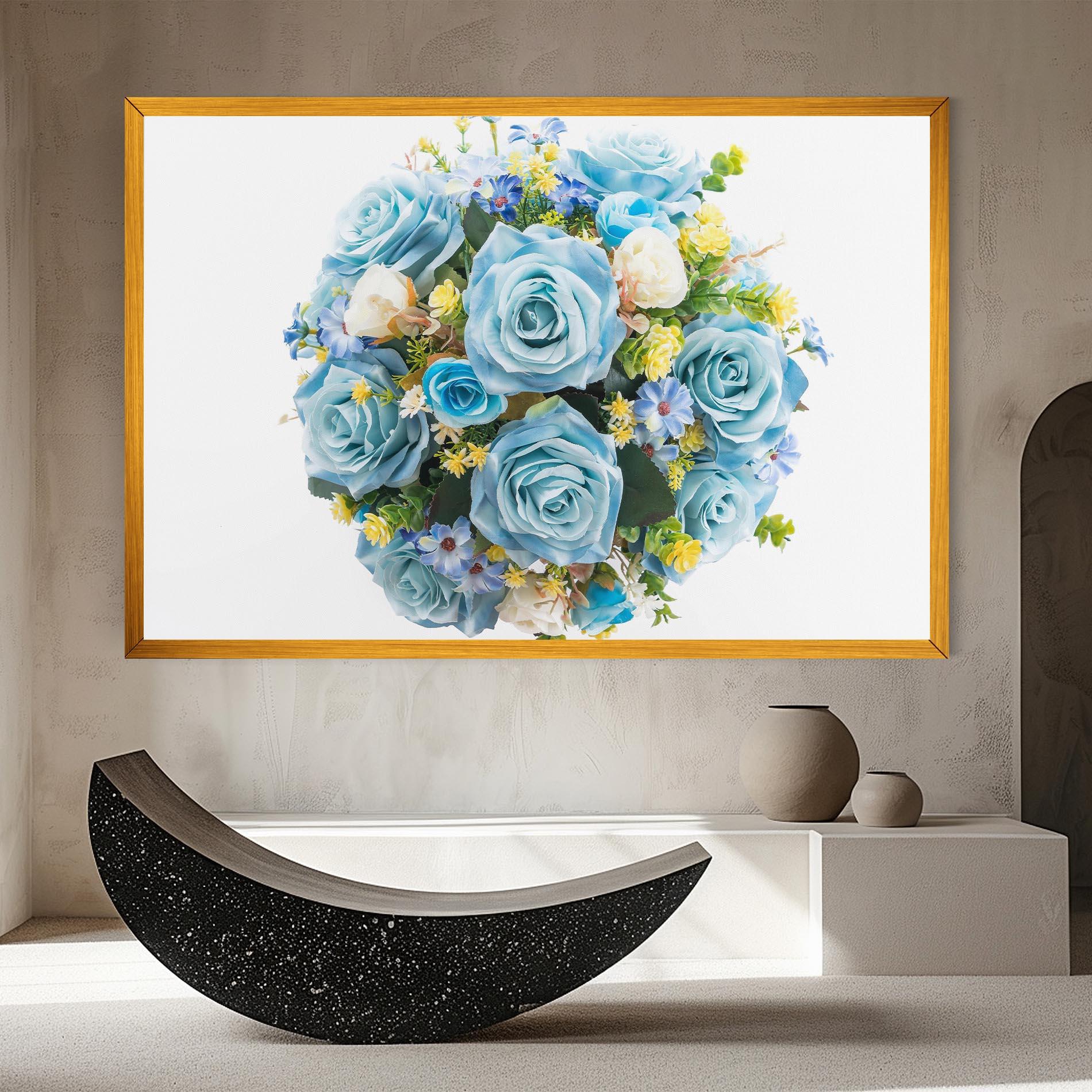 Tablou Canvas Blue Roses Bouquet mockup 8