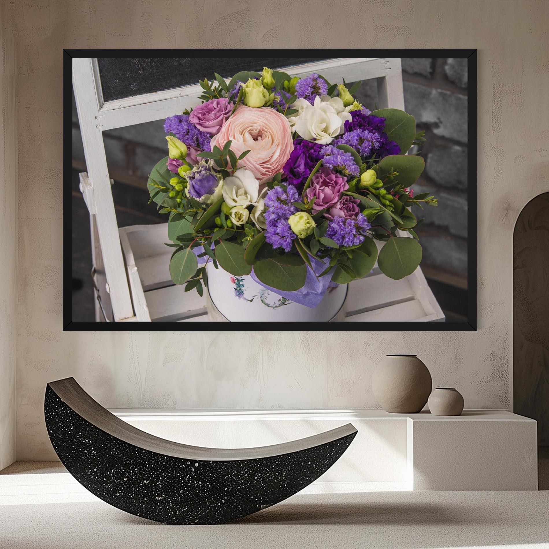 Tablou Canvas Big Pink Rose Bouquet mockup 8