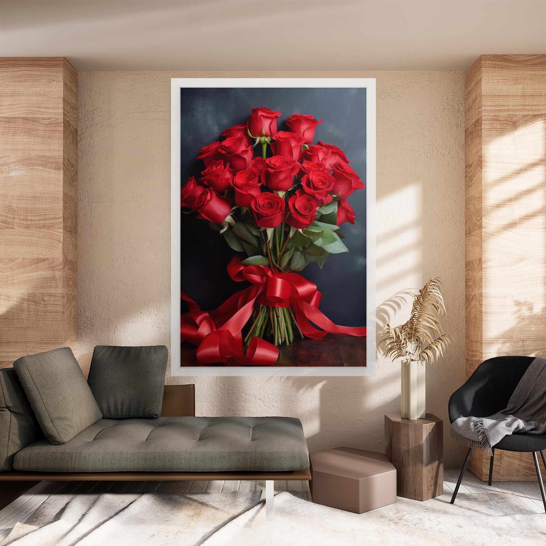 Tablou Canvas Beautiful Red Roses Bouquet mockup 8