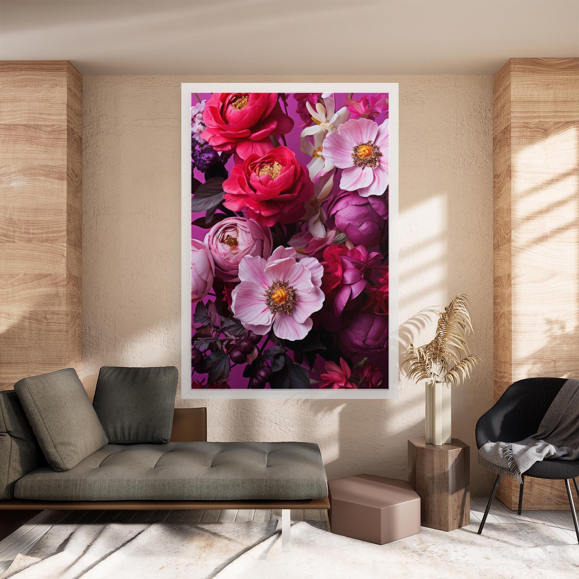 Tablou Canvas Pink Red Bouquet mockup 8