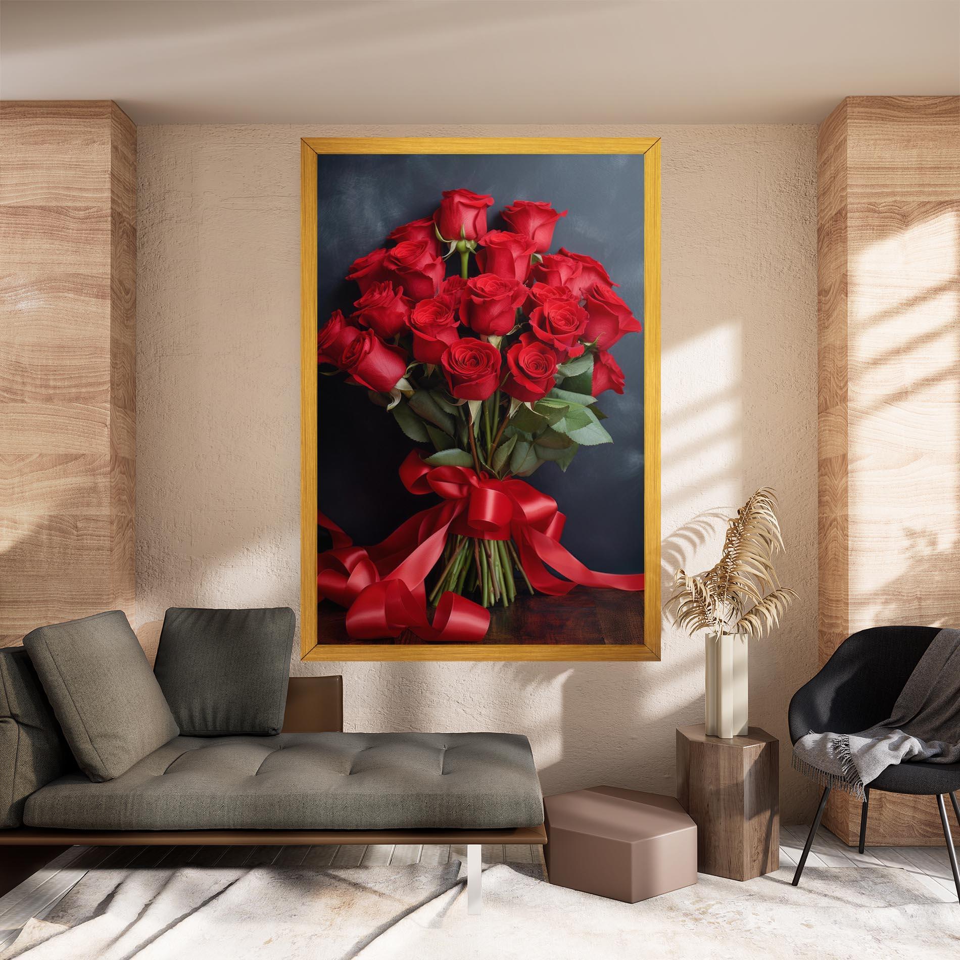Tablou Canvas Beautiful Red Roses Bouquet mockup 8