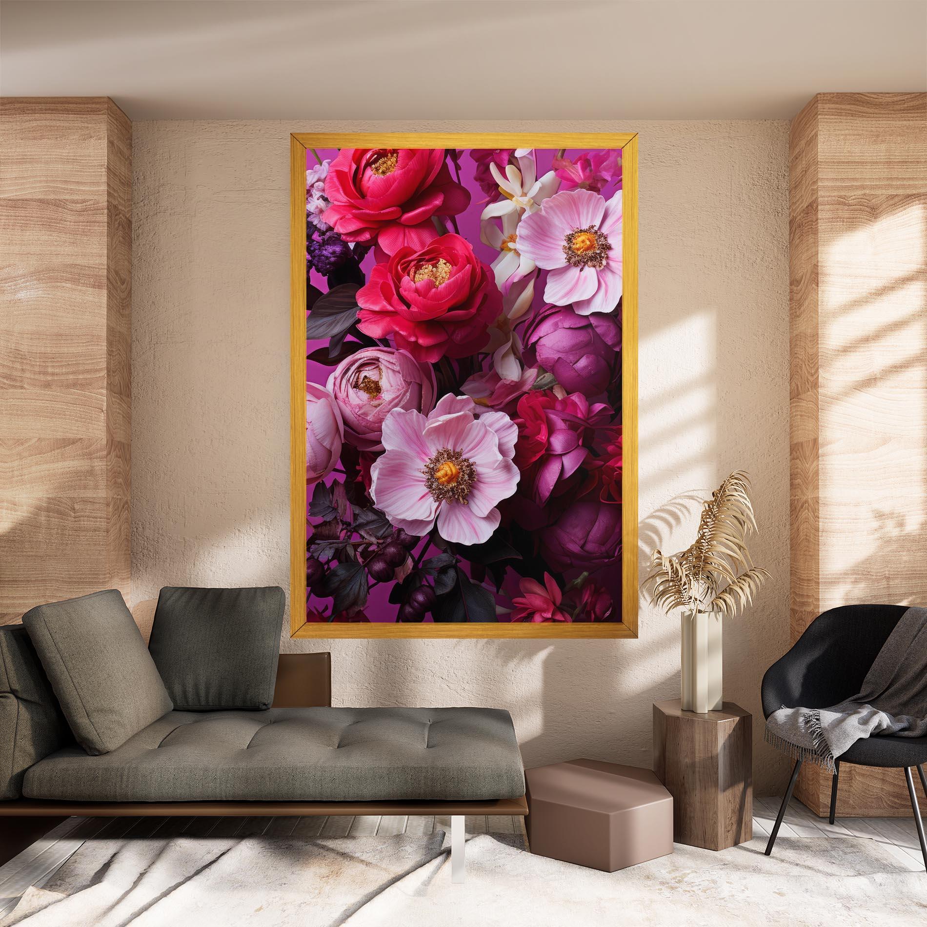 Tablou Canvas Pink Red Bouquet mockup 8