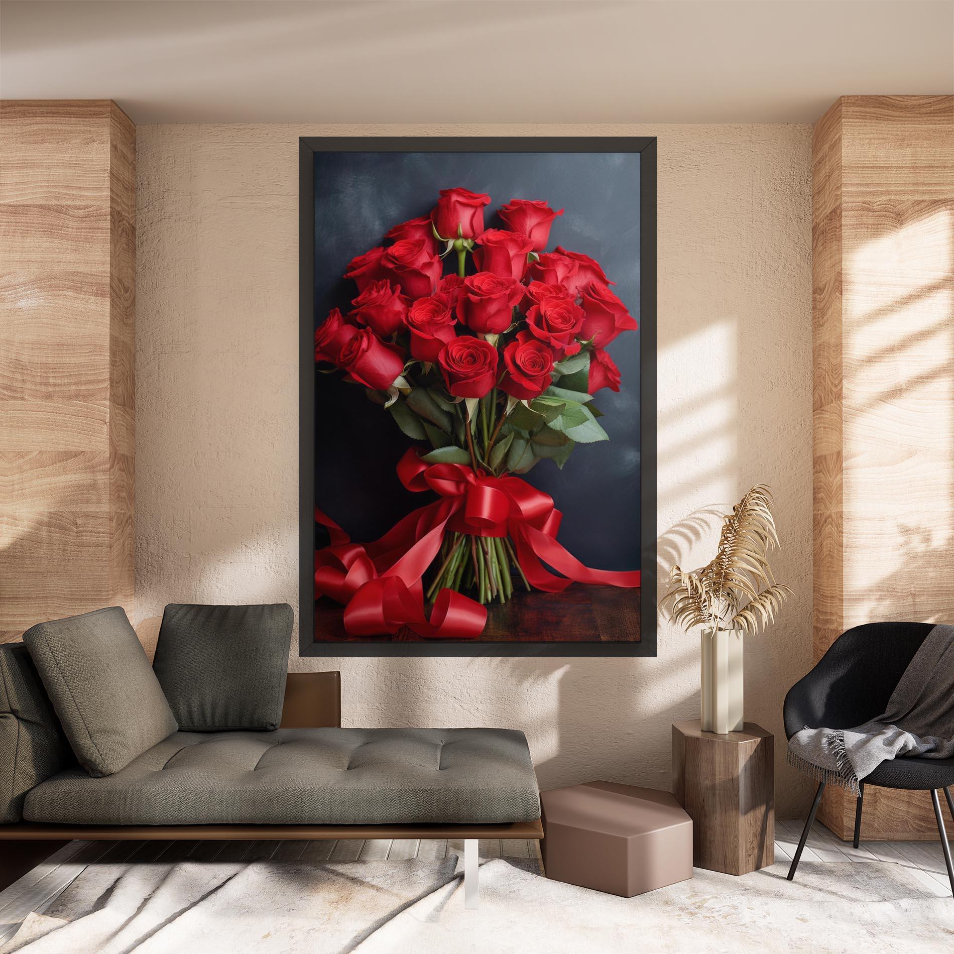 Tablou Canvas Beautiful Red Roses Bouquet mockup 8