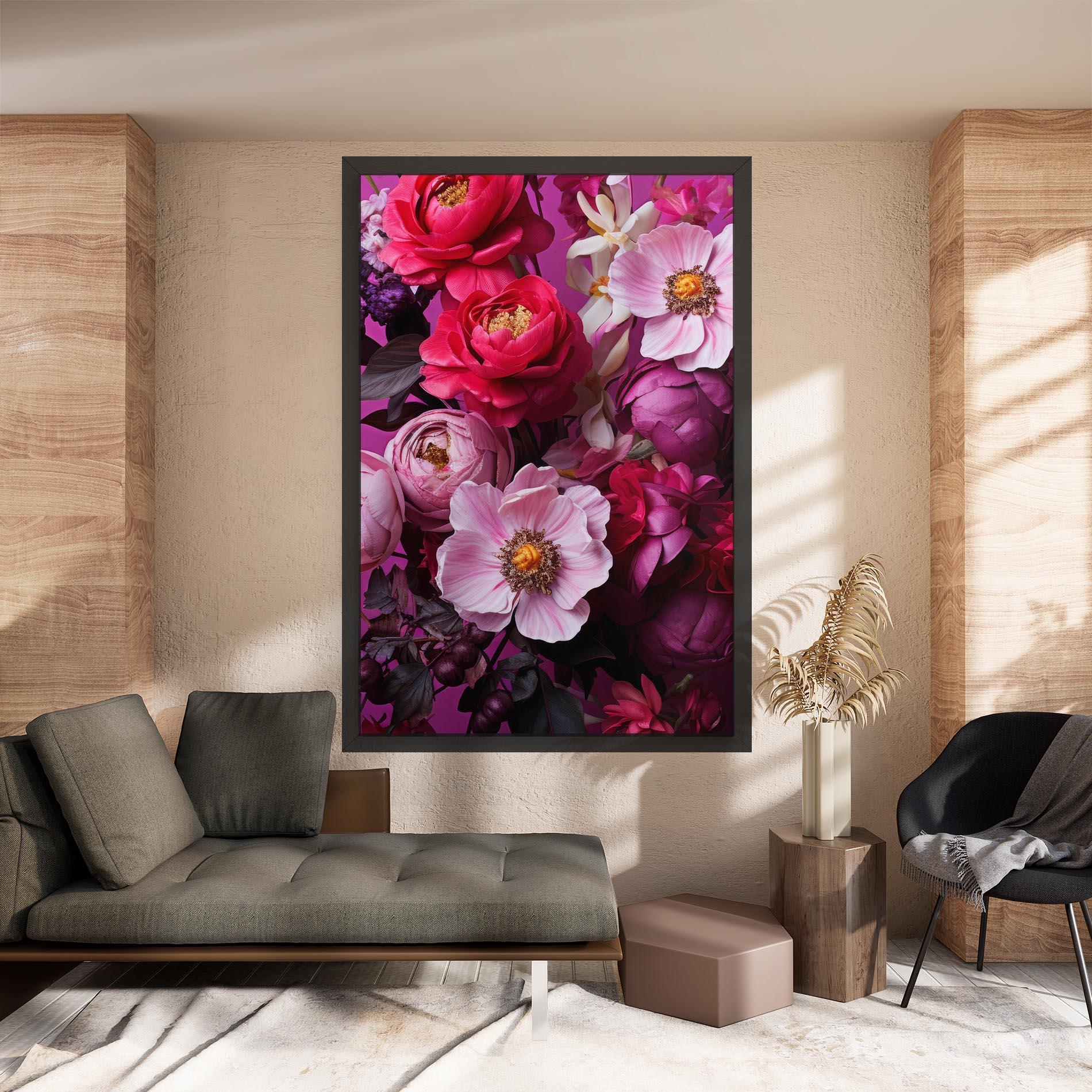 Tablou Canvas Pink Red Bouquet mockup 8