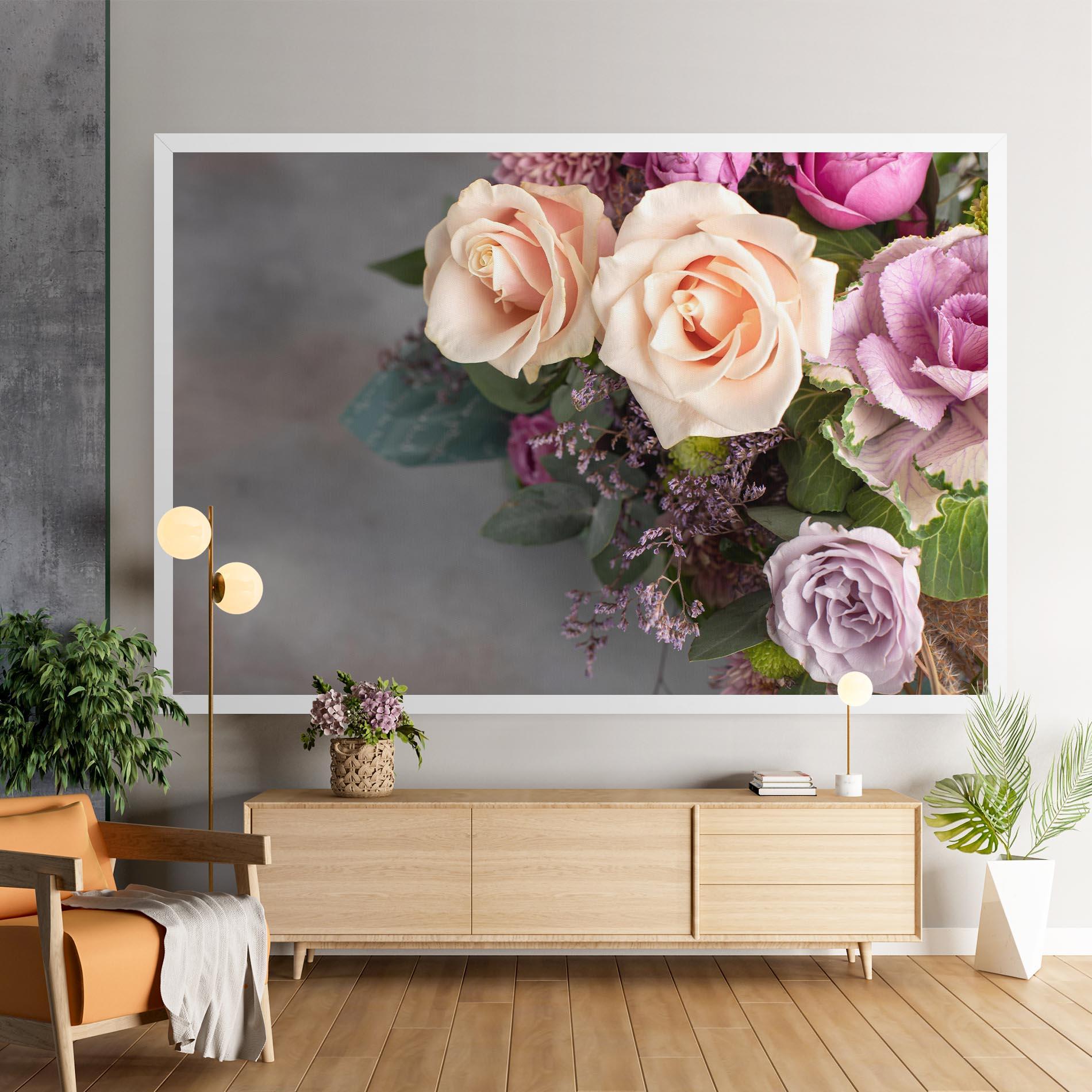 Tablou Canvas Cream Purple Bouquet mockup 9