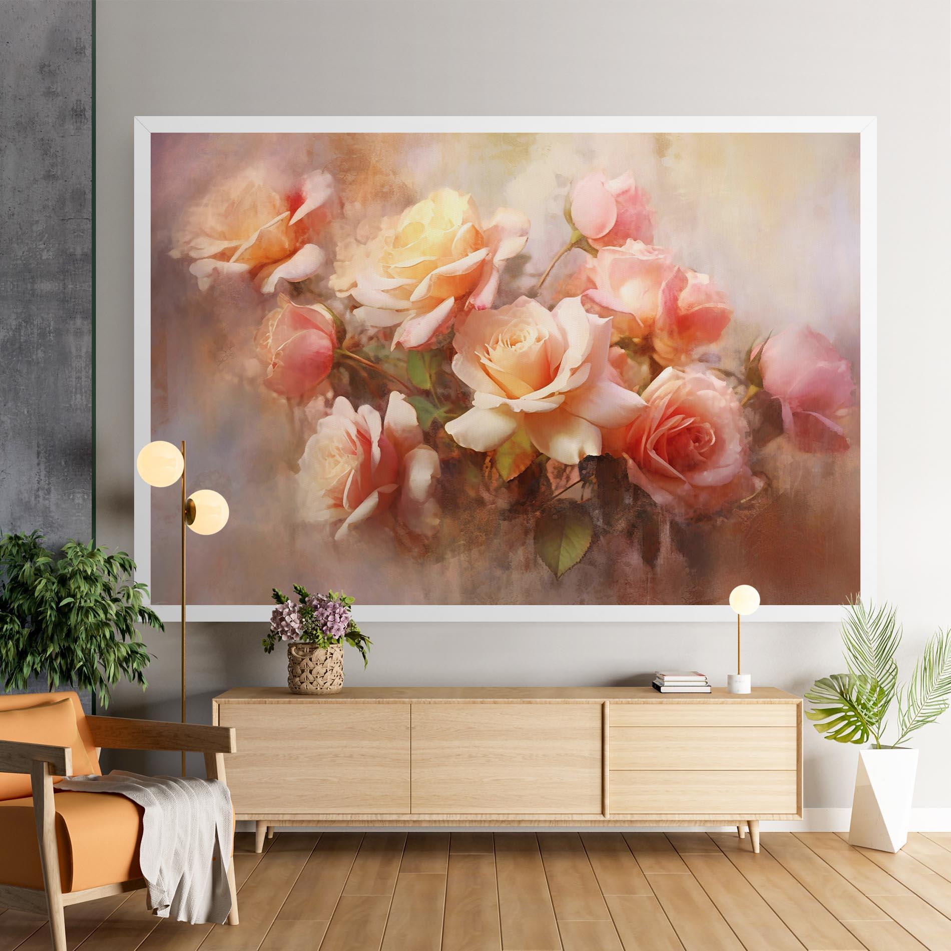 Tablou Canvas Roses Bouquet Painting mockup 9