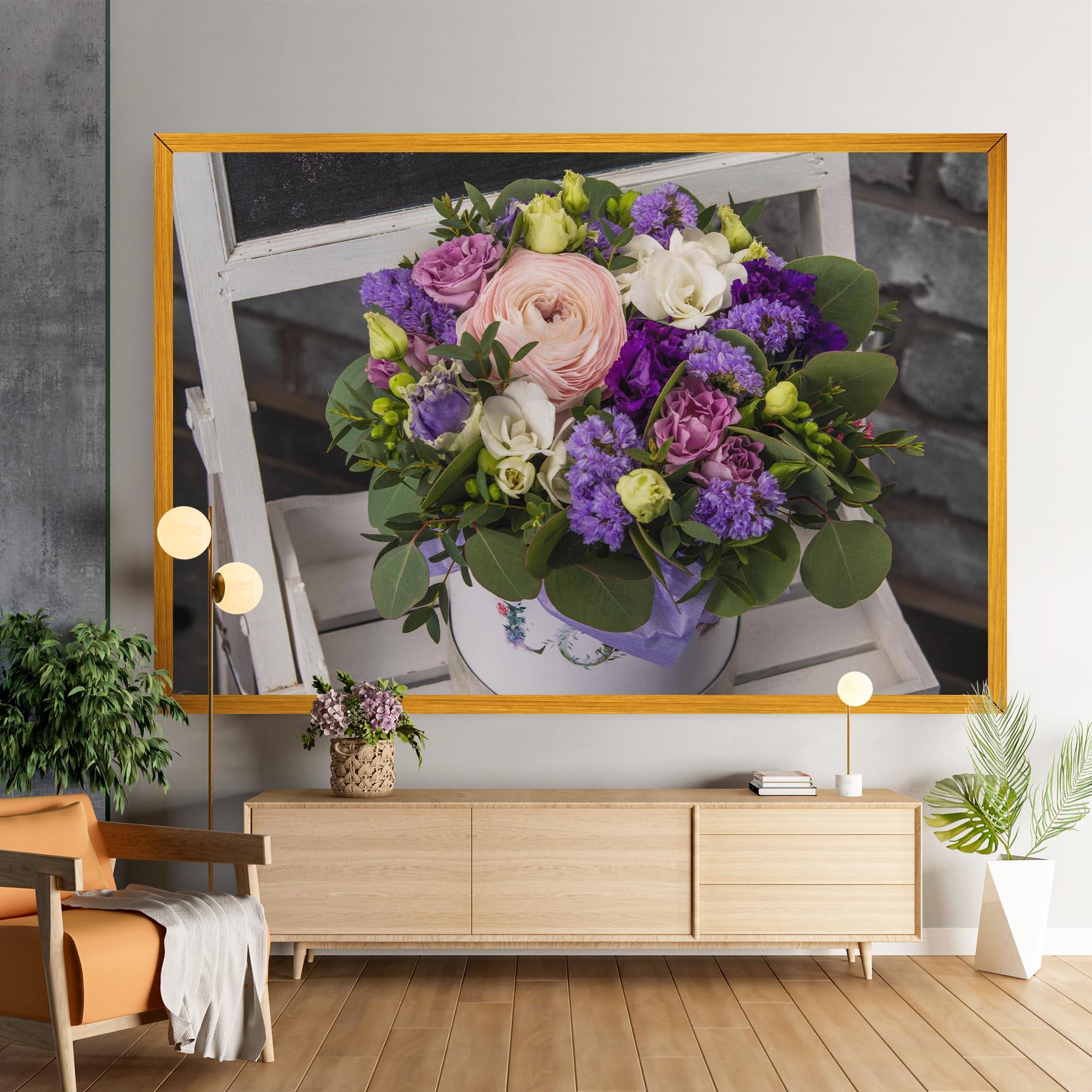 Tablou Canvas Big Pink Rose Bouquet mockup 9