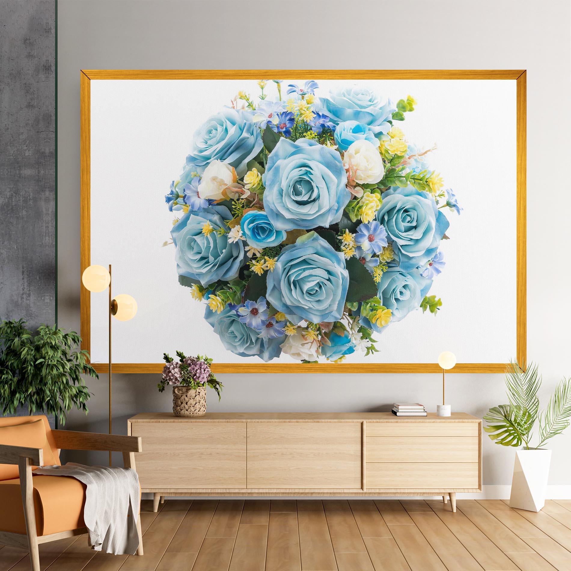 Tablou Canvas Blue Roses Bouquet mockup 9