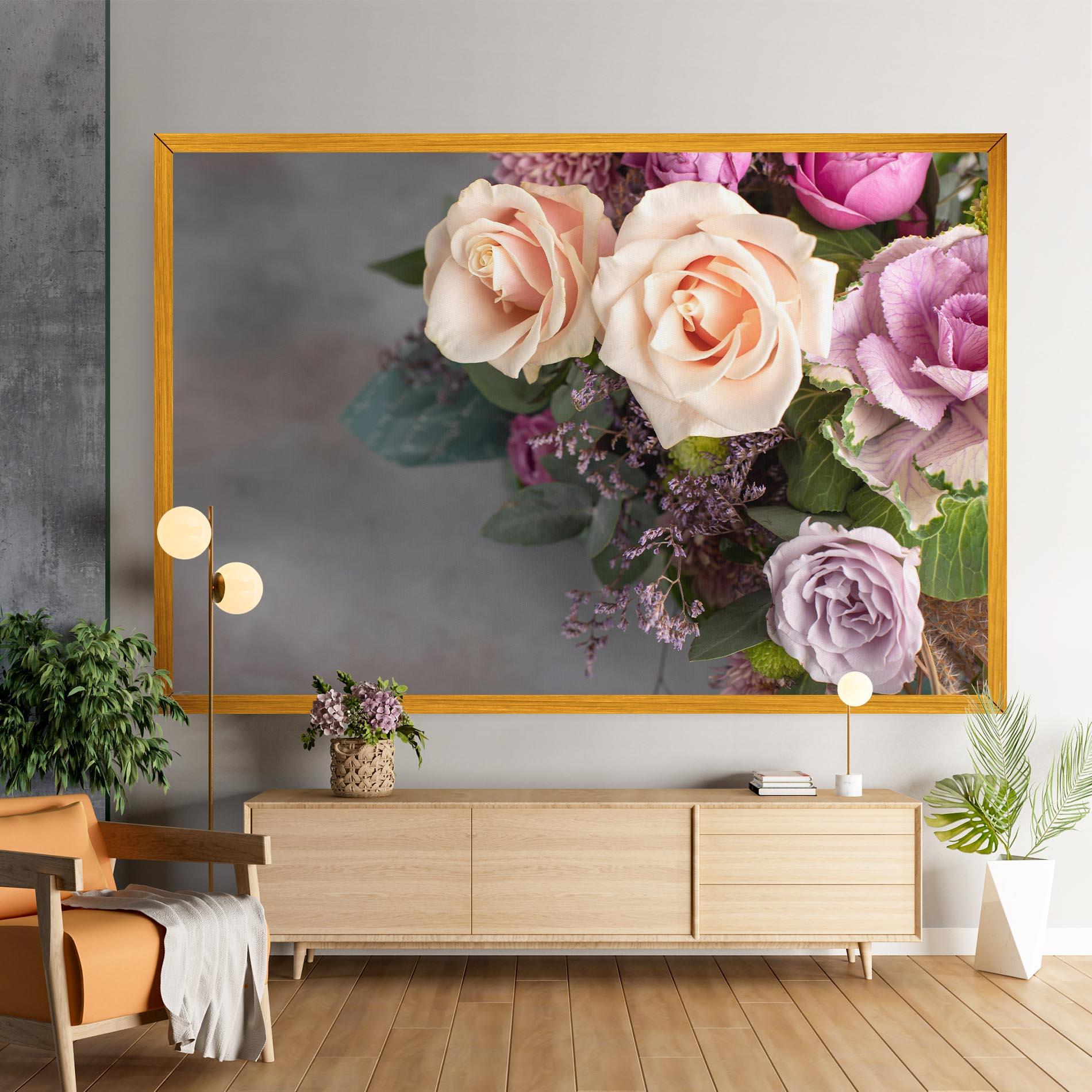 Tablou Canvas Cream Purple Bouquet mockup 9