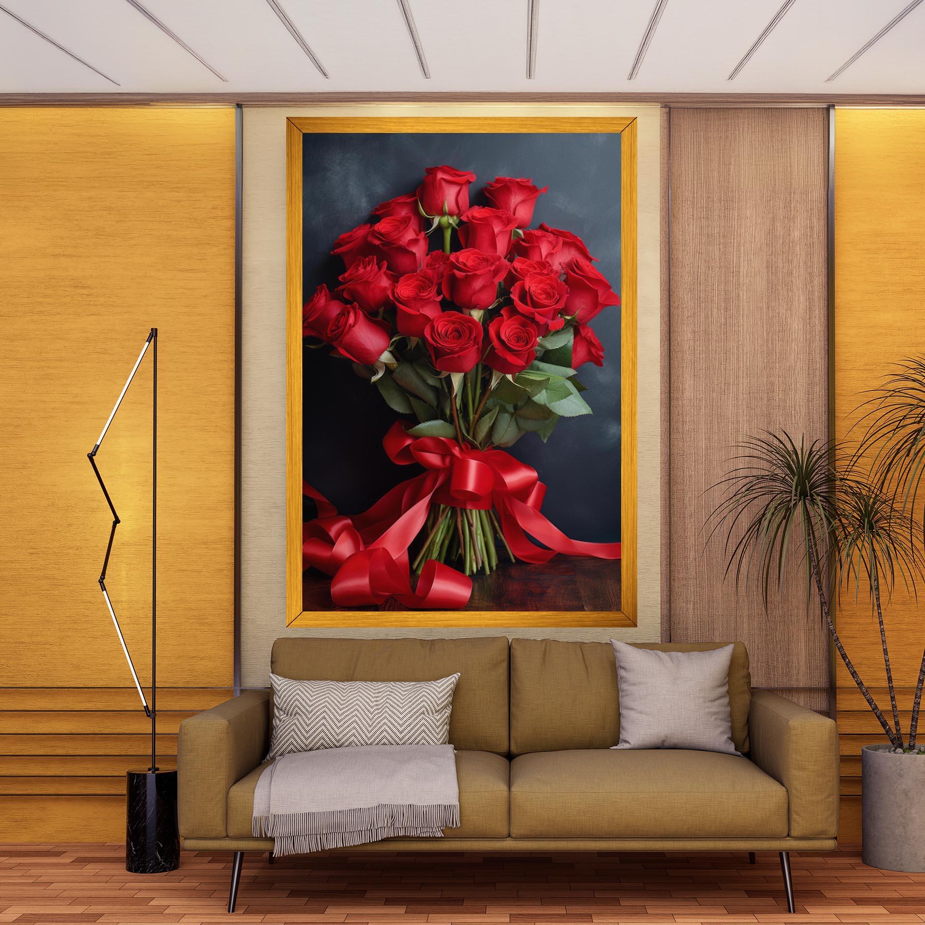 Tablou Canvas Beautiful Red Roses Bouquet mockup 9
