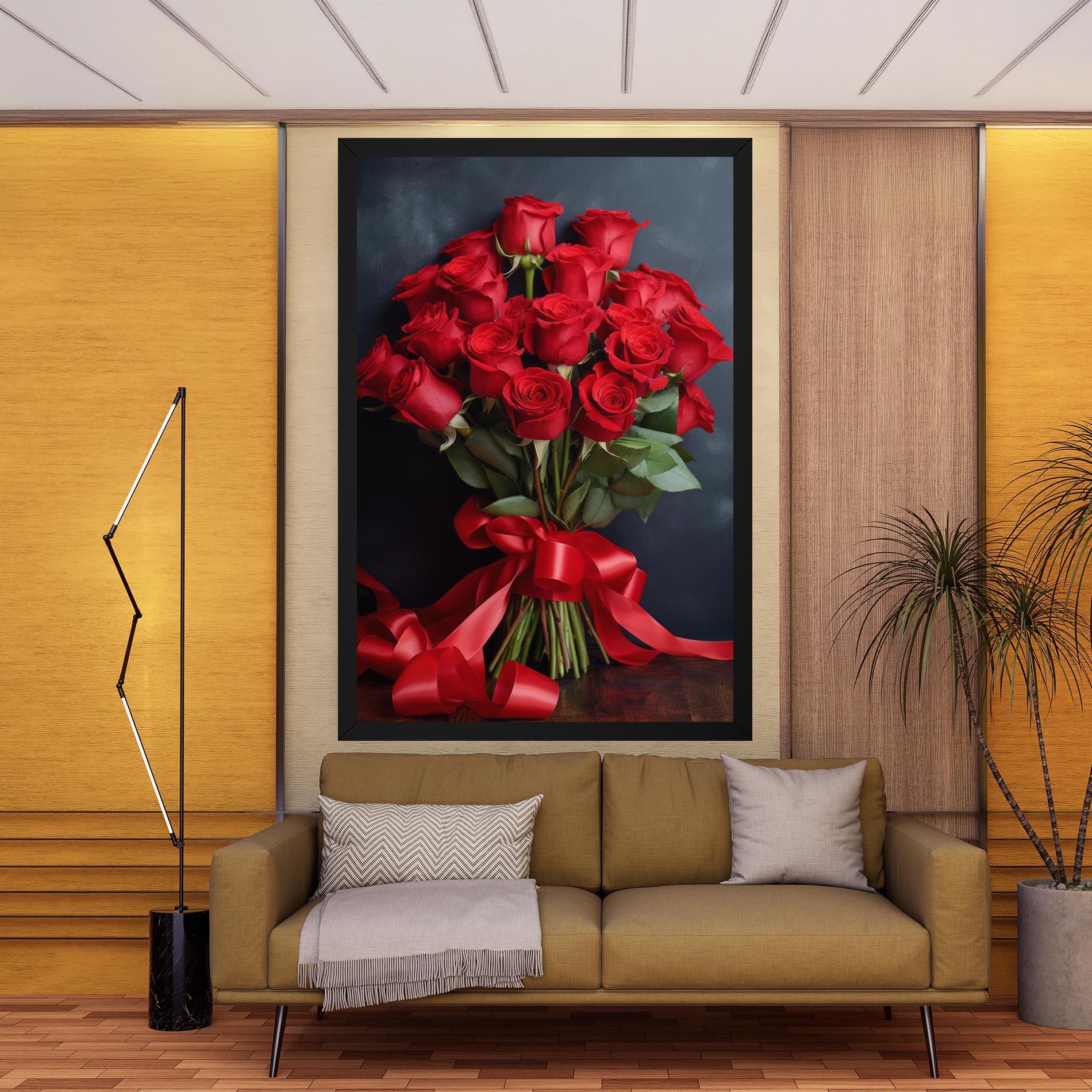 Tablou Canvas Beautiful Red Roses Bouquet mockup 9