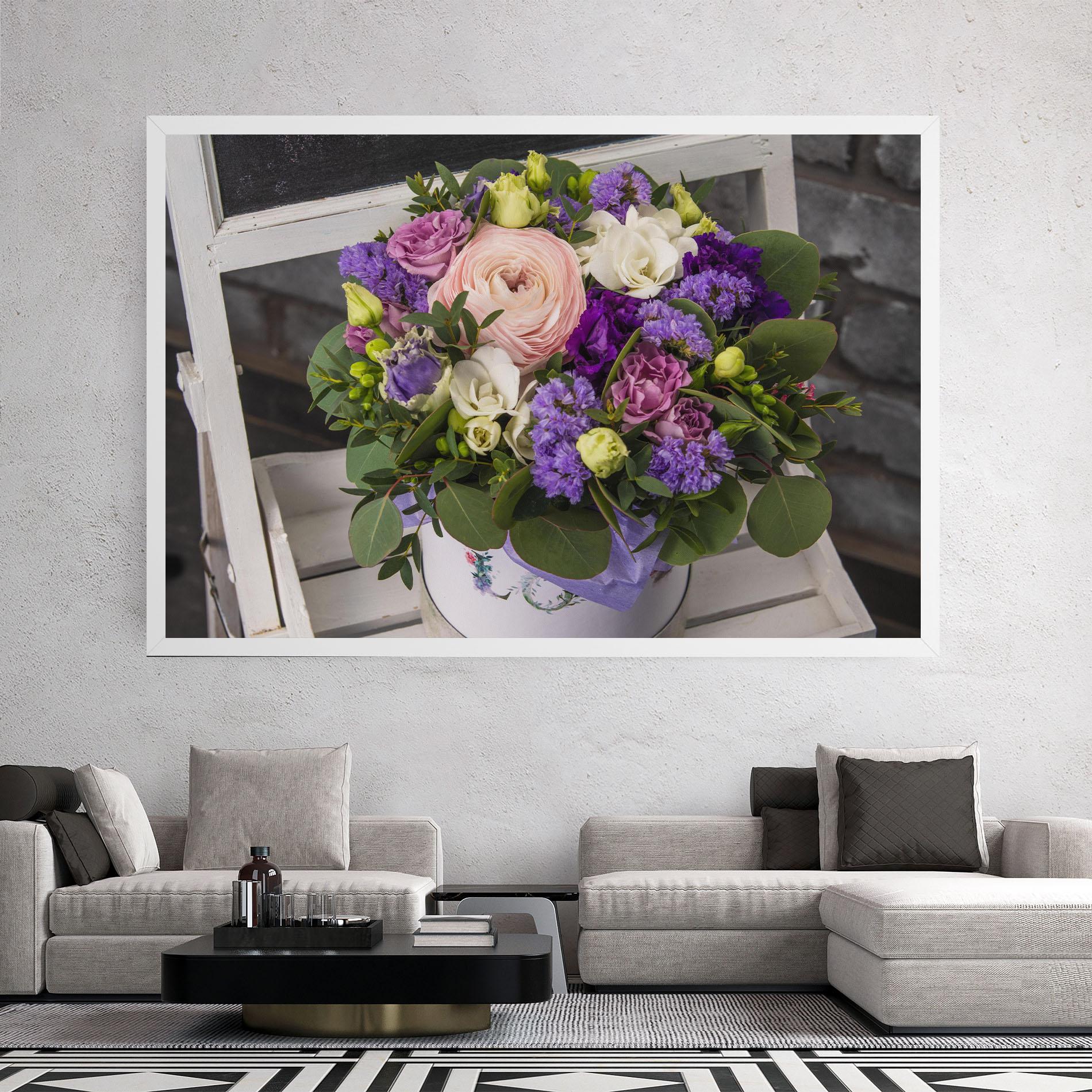 Tablou Canvas Big Pink Rose Bouquet mockup 2