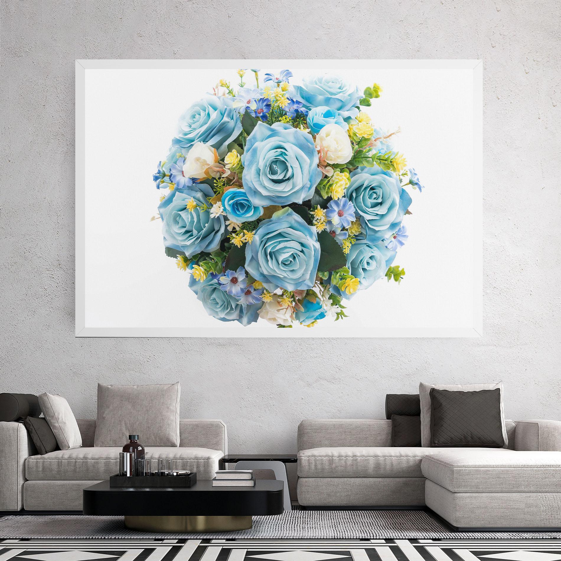 Tablou Canvas Blue Roses Bouquet mockup 2