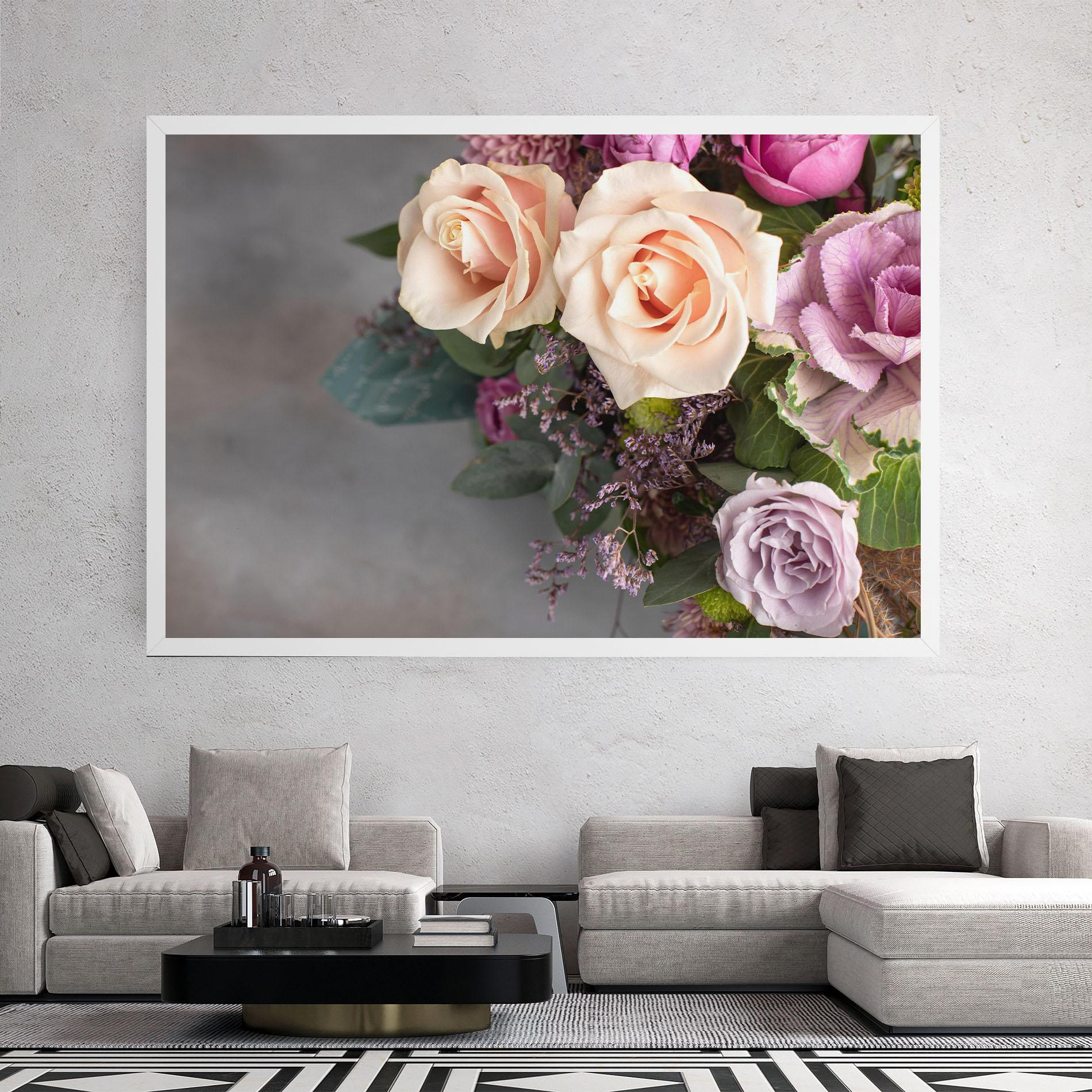 Tablou Canvas Cream Purple Bouquet mockup 2