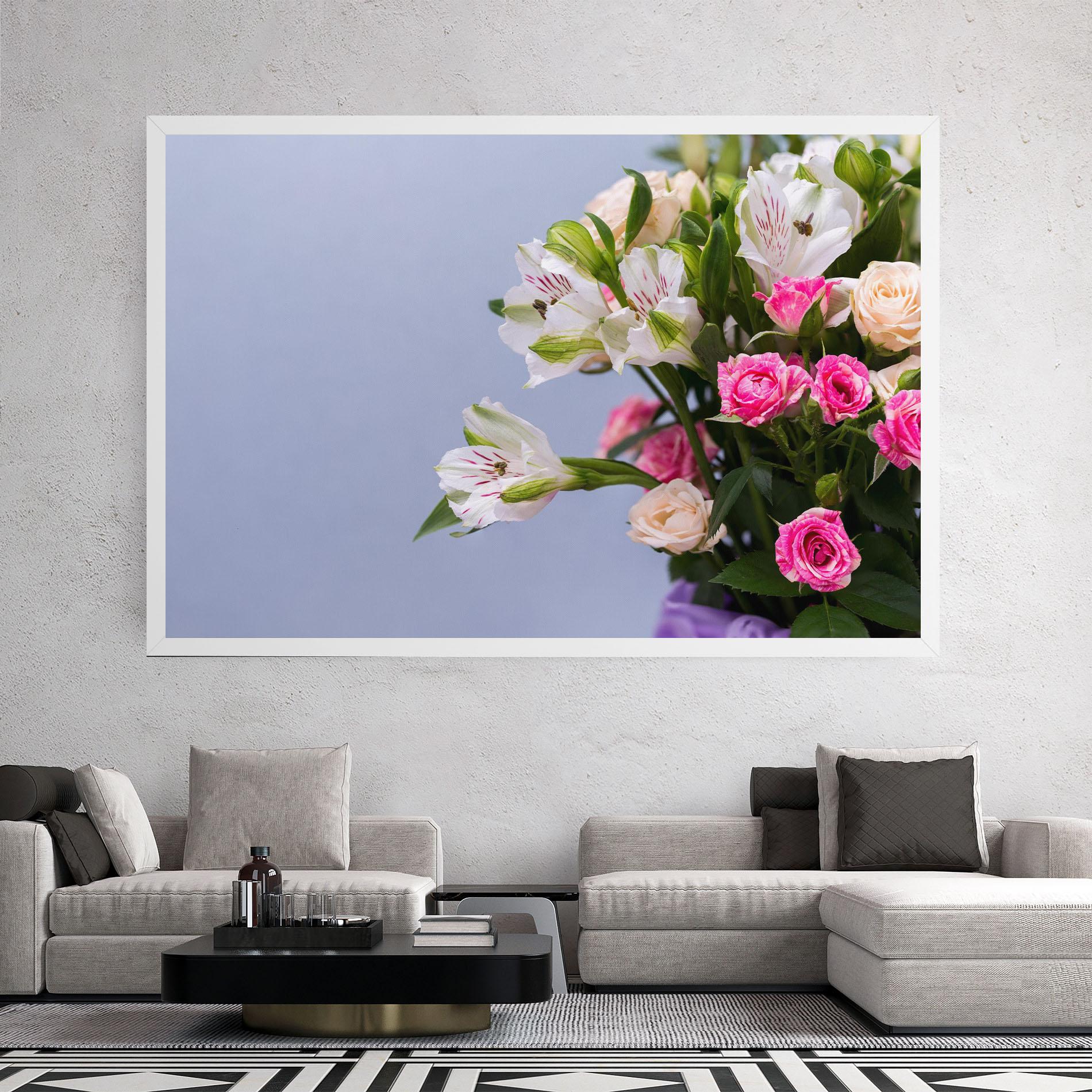 Tablou Canvas White Pink Bouquet mockup 2