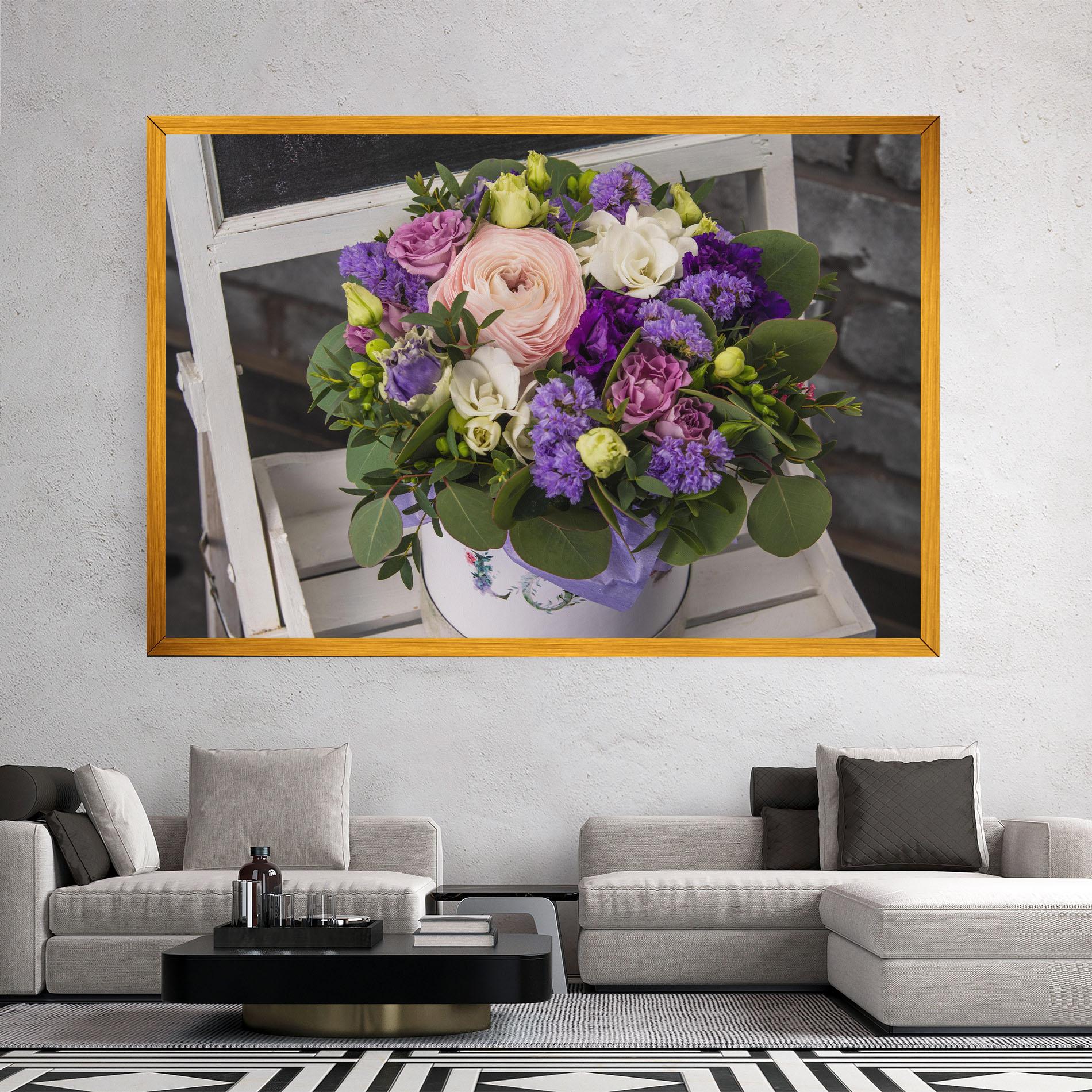 Tablou Canvas Big Pink Rose Bouquet mockup 2