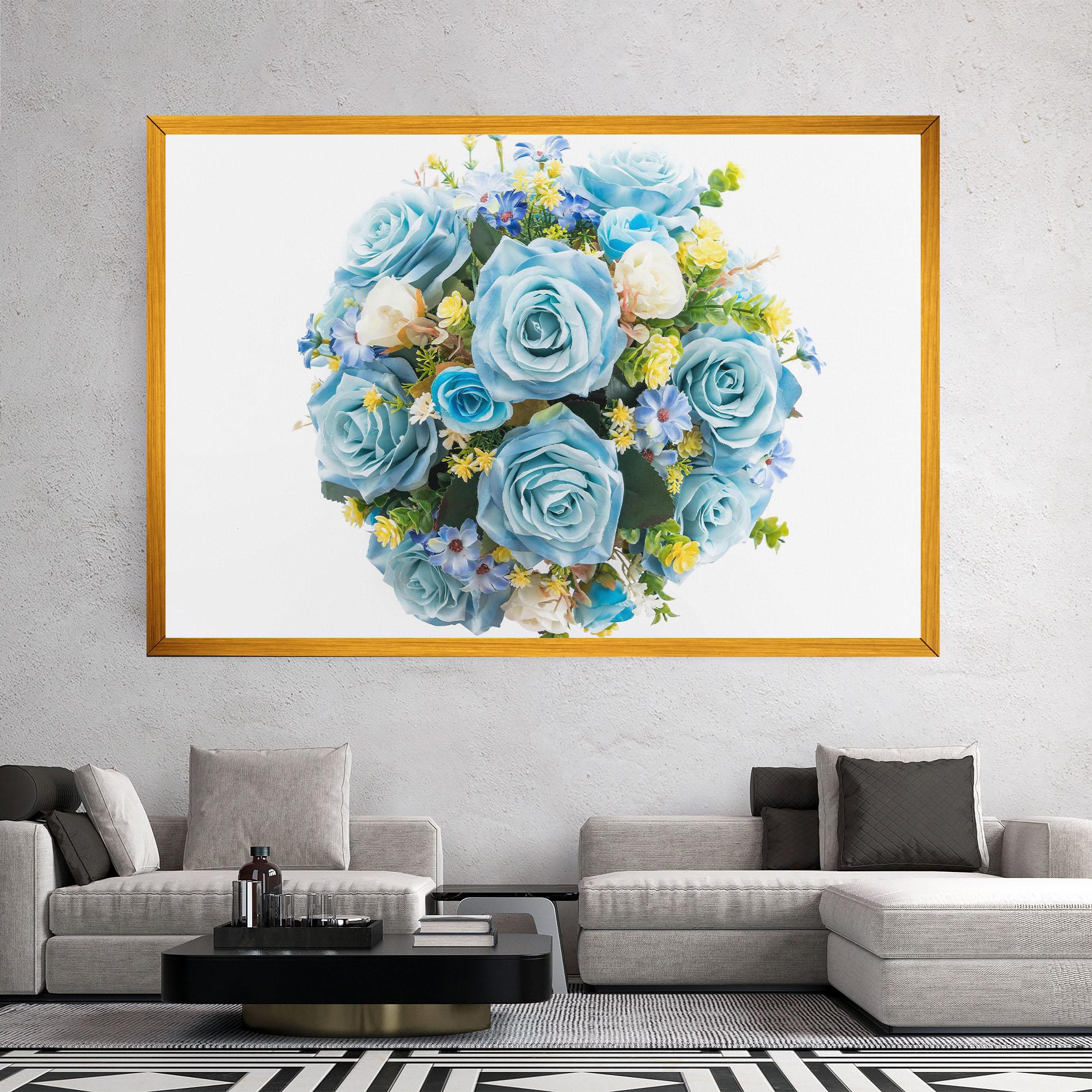 Tablou Canvas Blue Roses Bouquet mockup 2