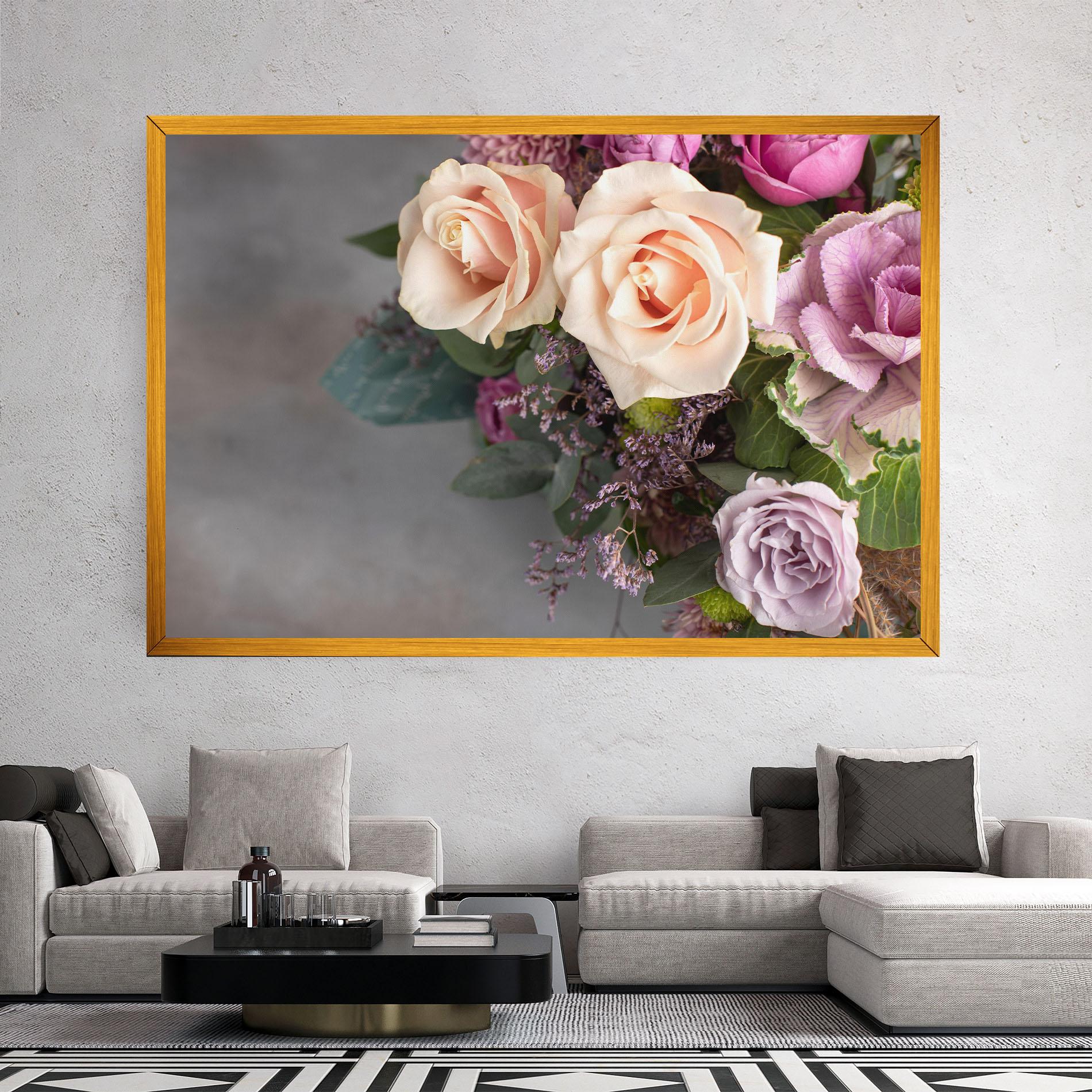 Tablou Canvas Cream Purple Bouquet mockup 2