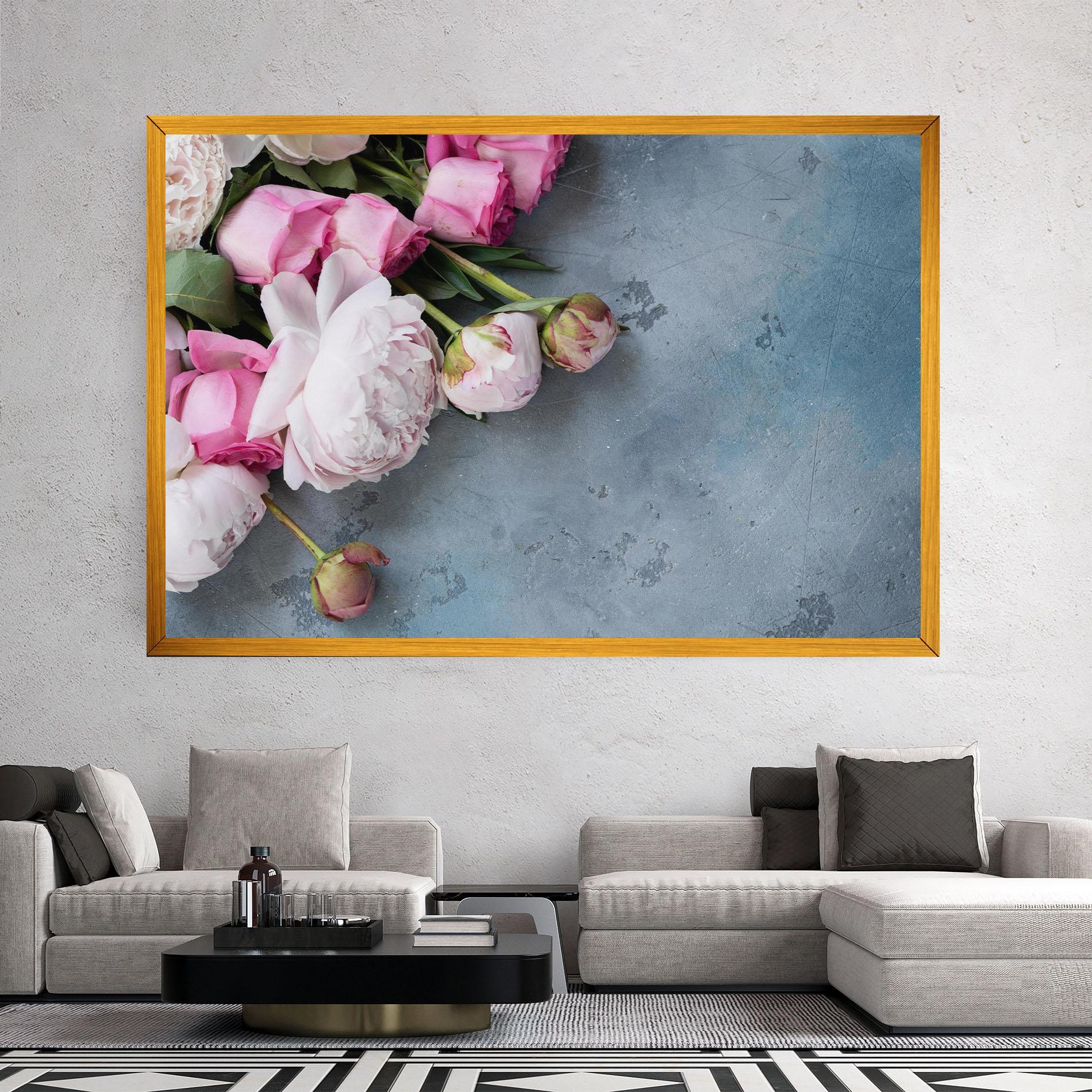 Tablou Canvas Cute Pink Peonies mockup 2