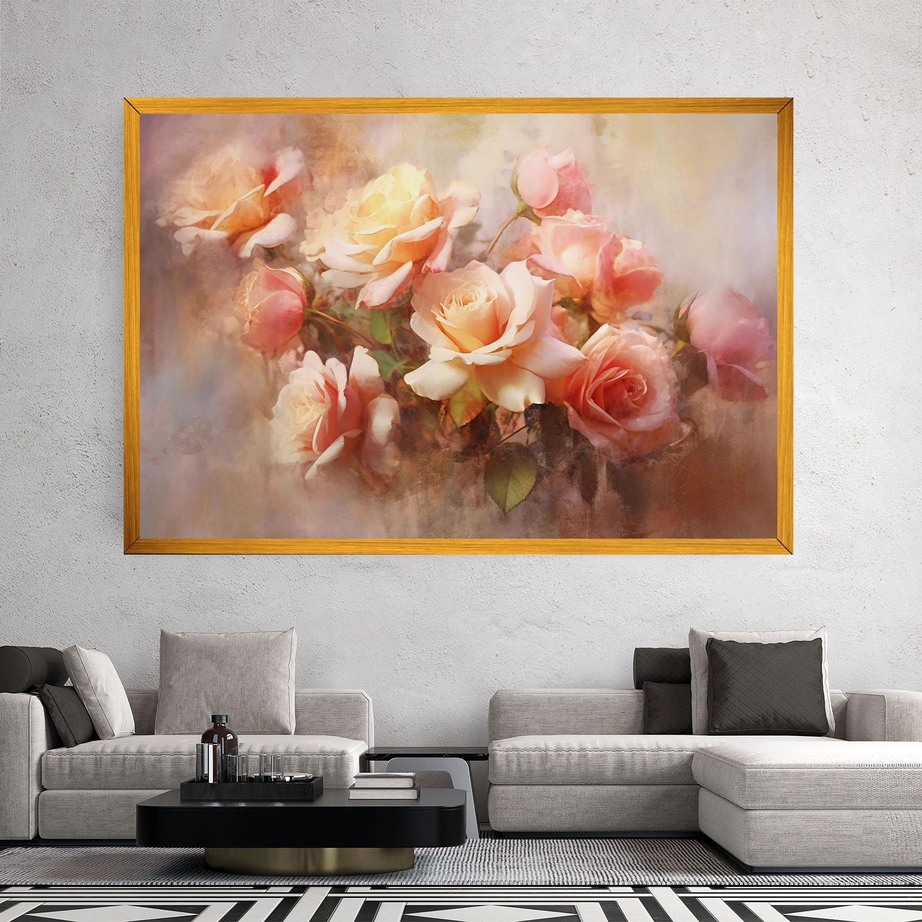 Tablou Canvas Roses Bouquet Painting mockup 2