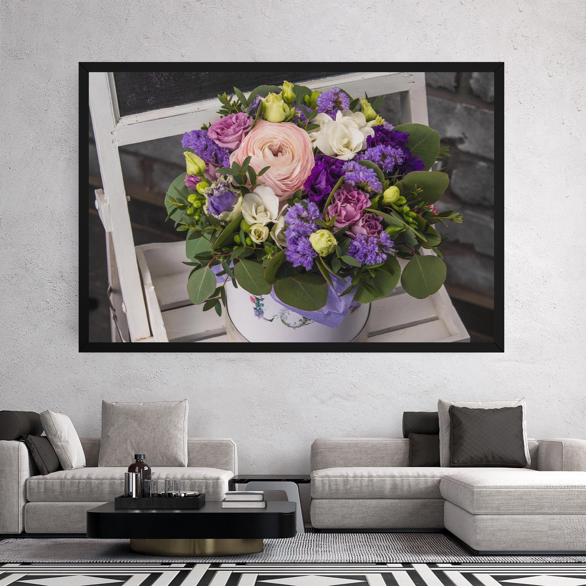 Tablou Canvas Big Pink Rose Bouquet mockup 2