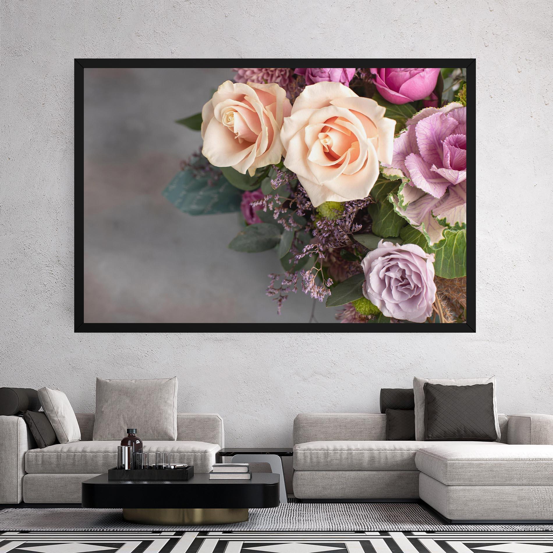 Tablou Canvas Cream Purple Bouquet mockup 2