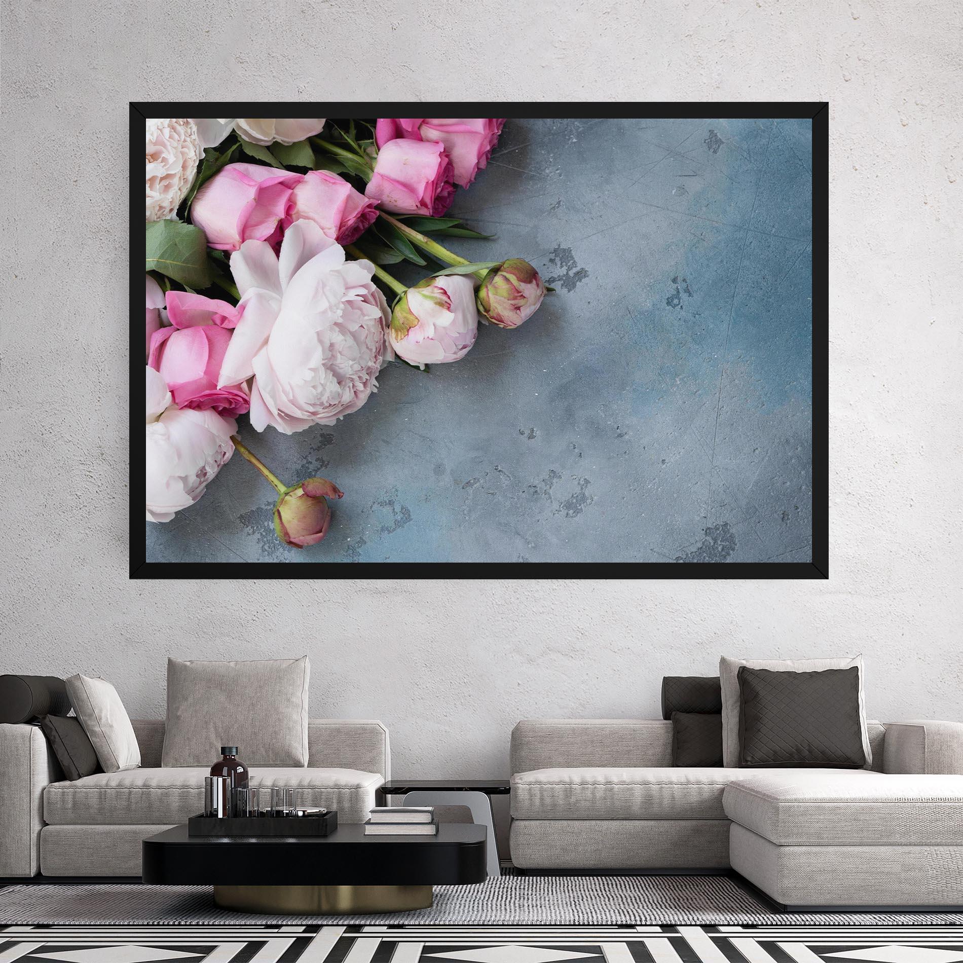 Tablou Canvas Cute Pink Peonies mockup 2