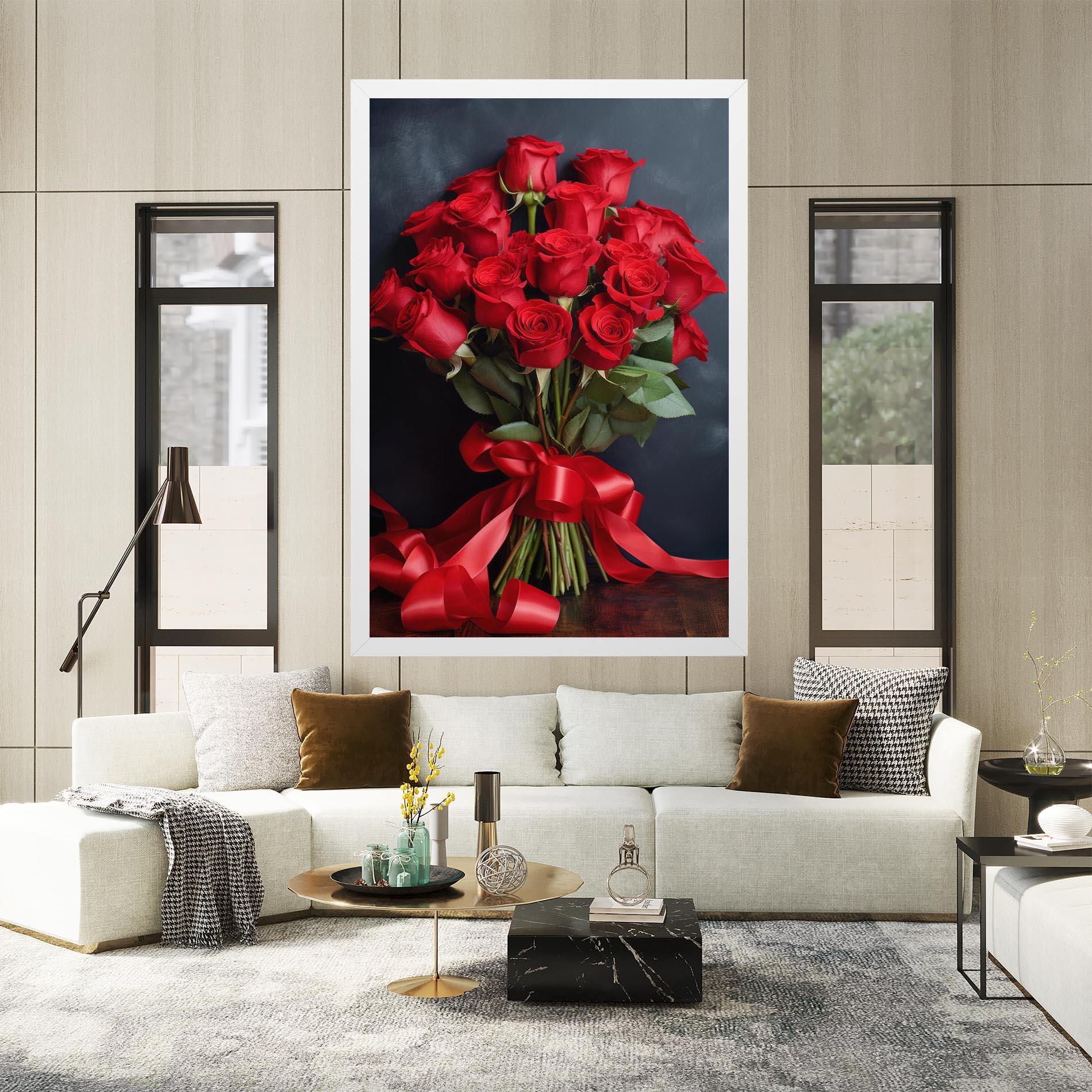 Tablou Canvas Beautiful Red Roses Bouquet mockup 2