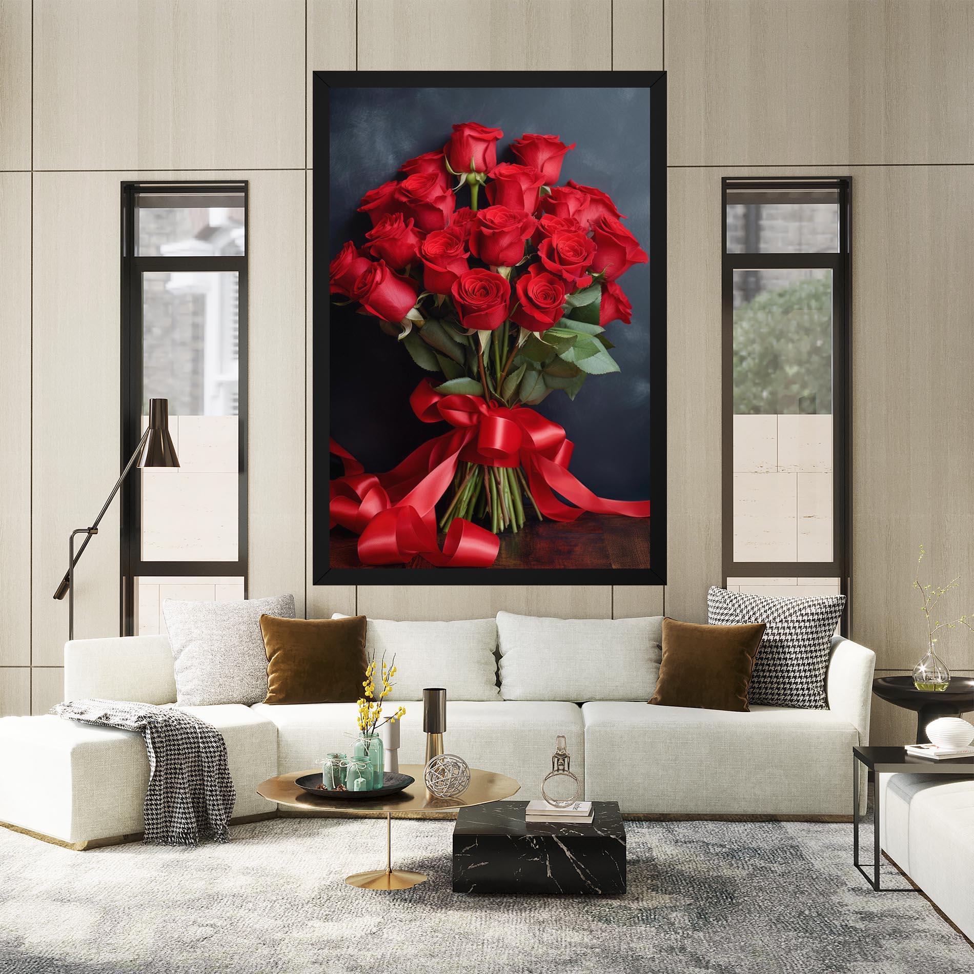 Tablou Canvas Beautiful Red Roses Bouquet mockup 2