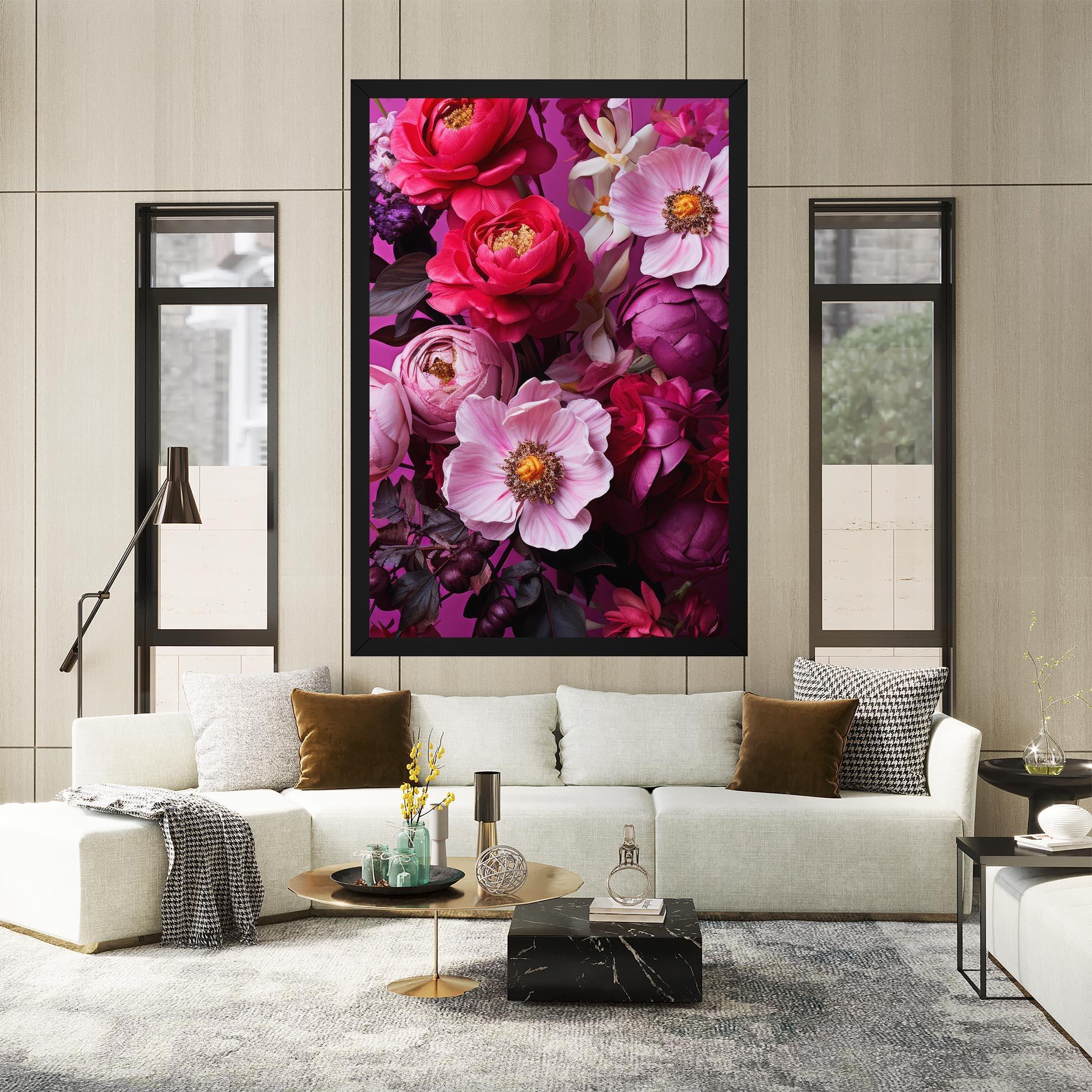 Tablou Canvas Pink Red Bouquet mockup 2