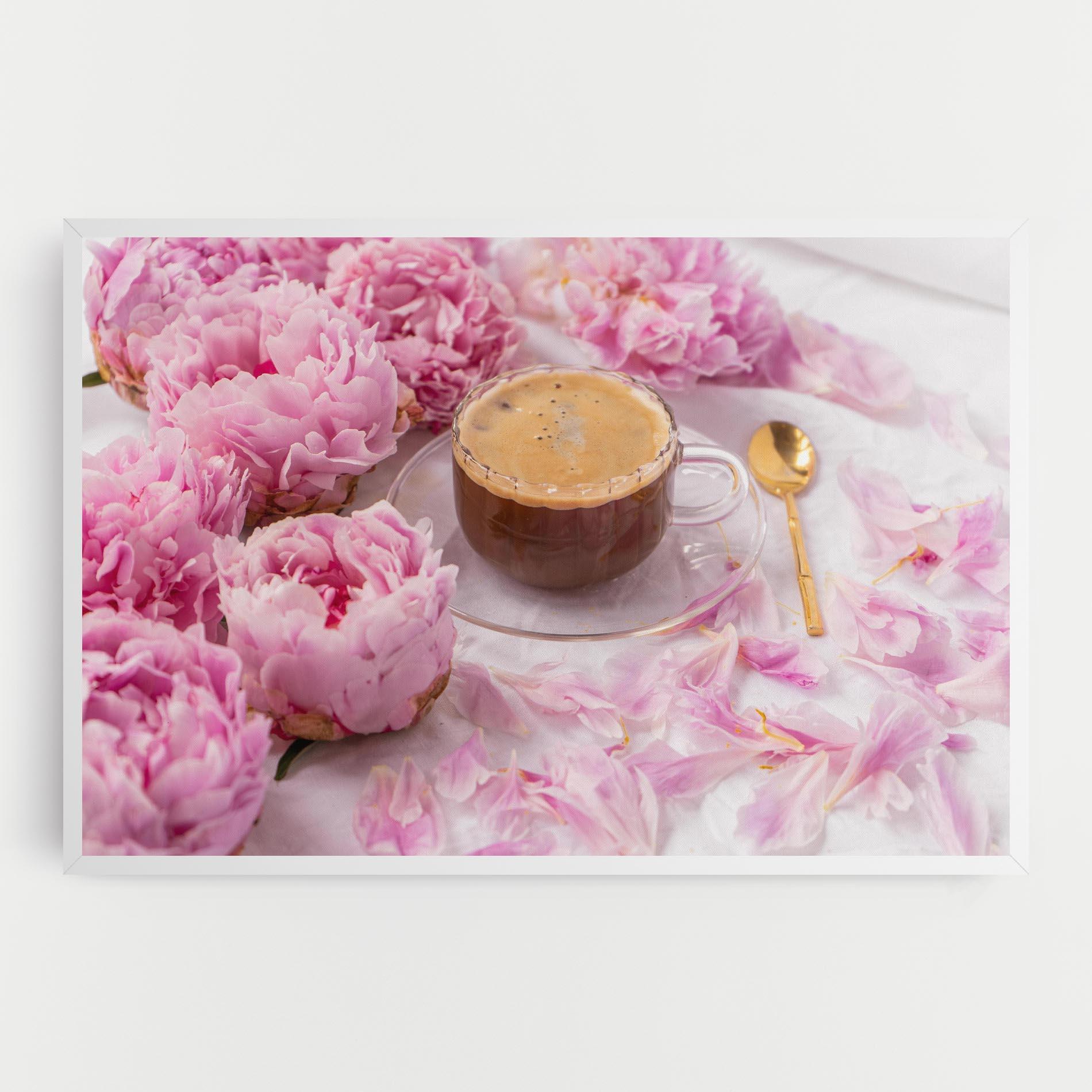 Tablou Canvas Peony And Coffee mockup 0