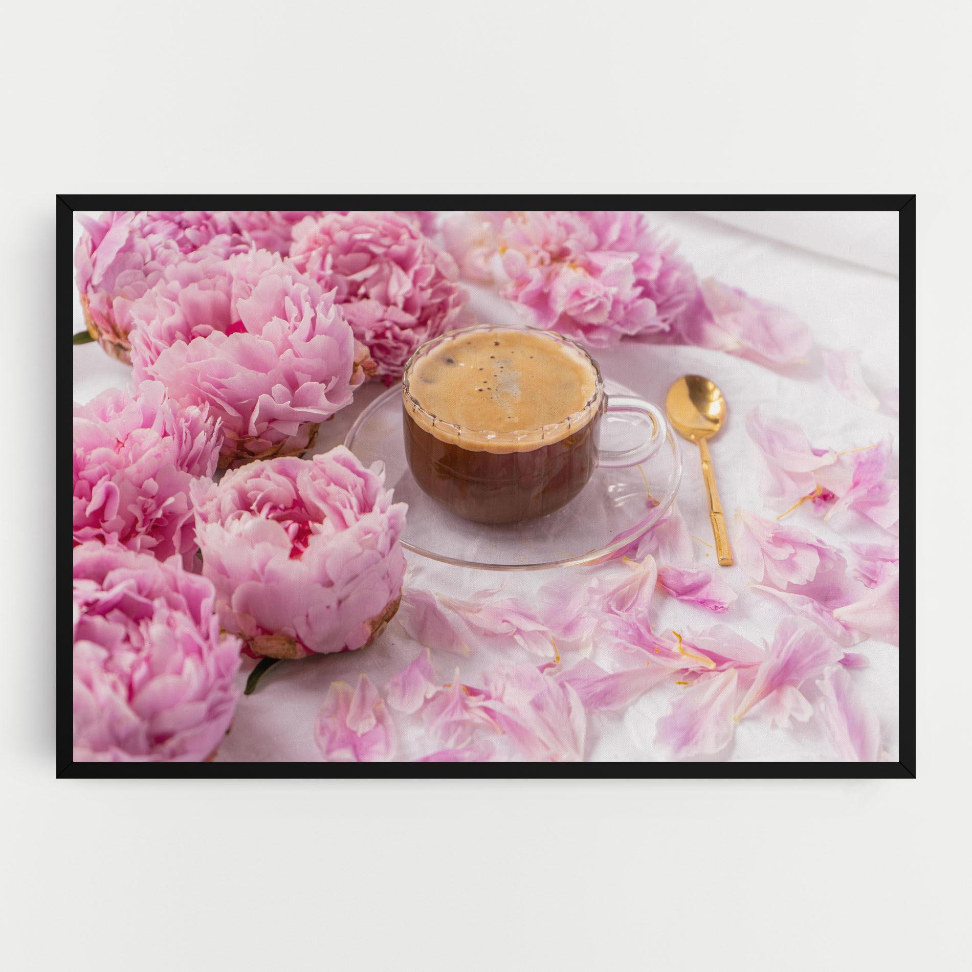Tablou Canvas Peony And Coffee mockup 0