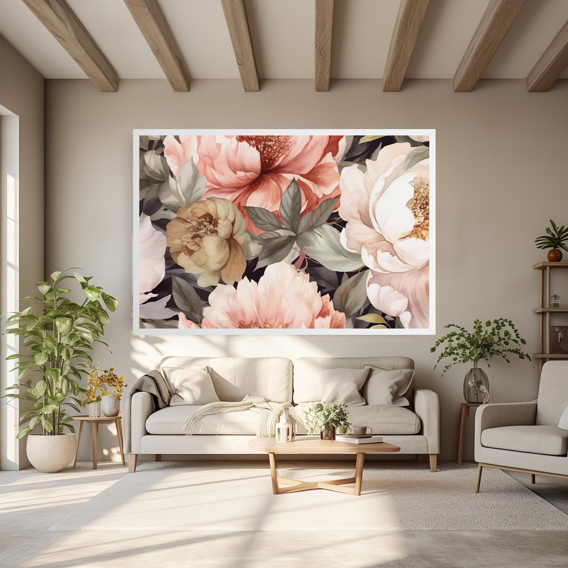 Tablou Canvas Cream Pink Peony mockup 6