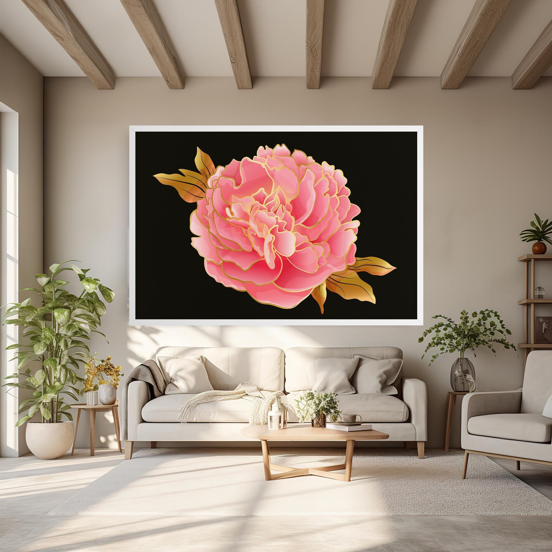 Tablou Canvas Gold Pinkk Peony mockup 6