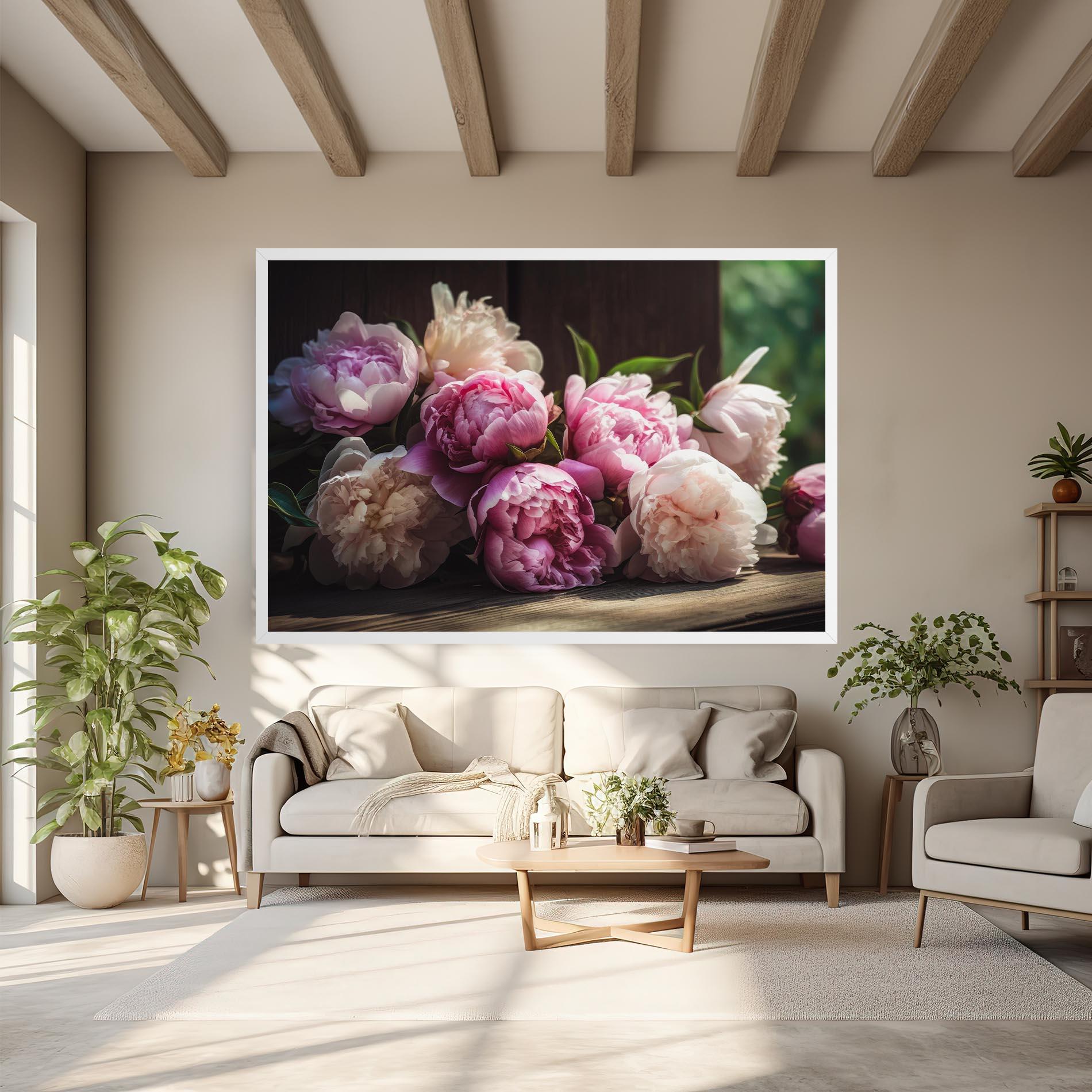 Tablou Canvas Peonies On The Table mockup 6