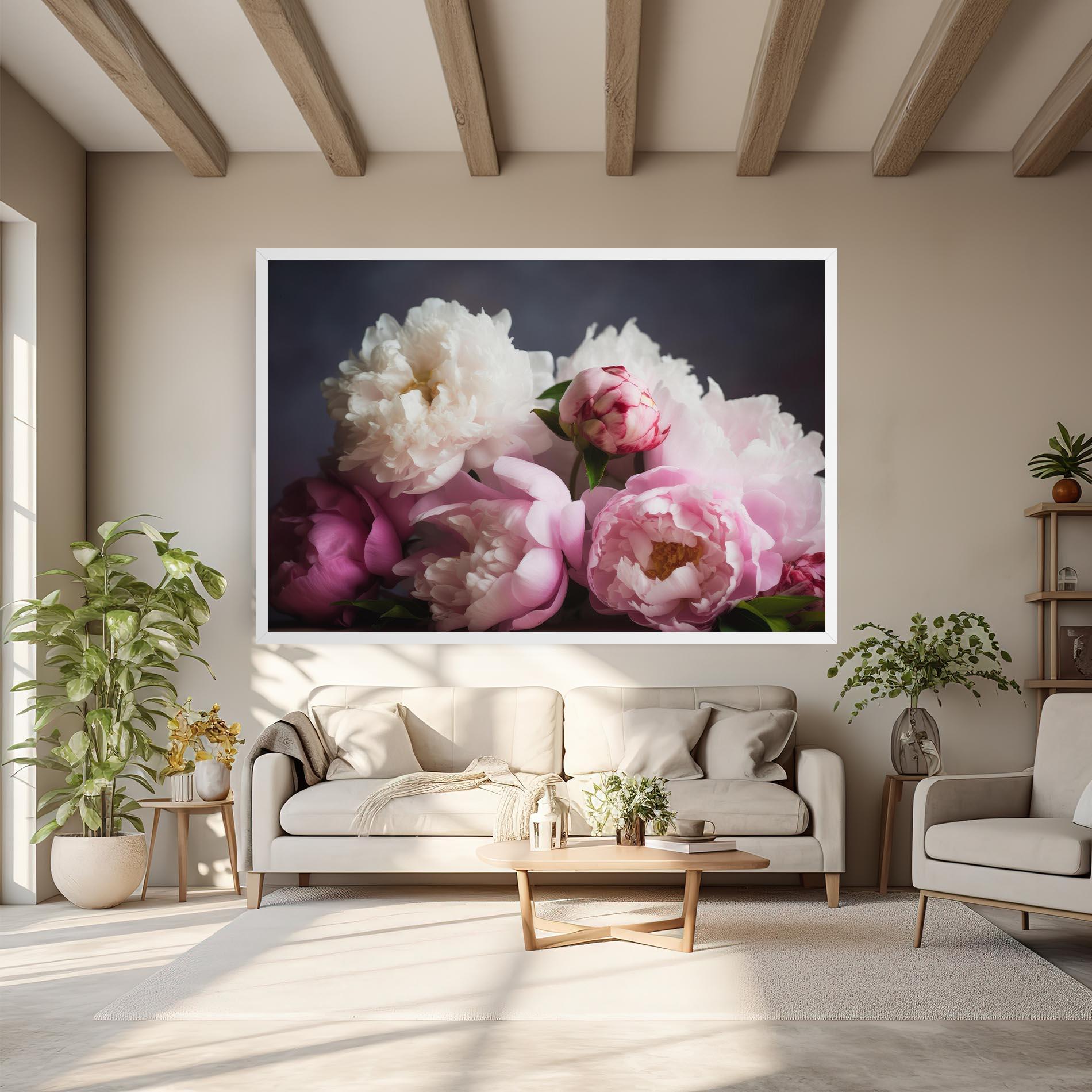 Tablou Canvas Peonies With Grey mockup 6