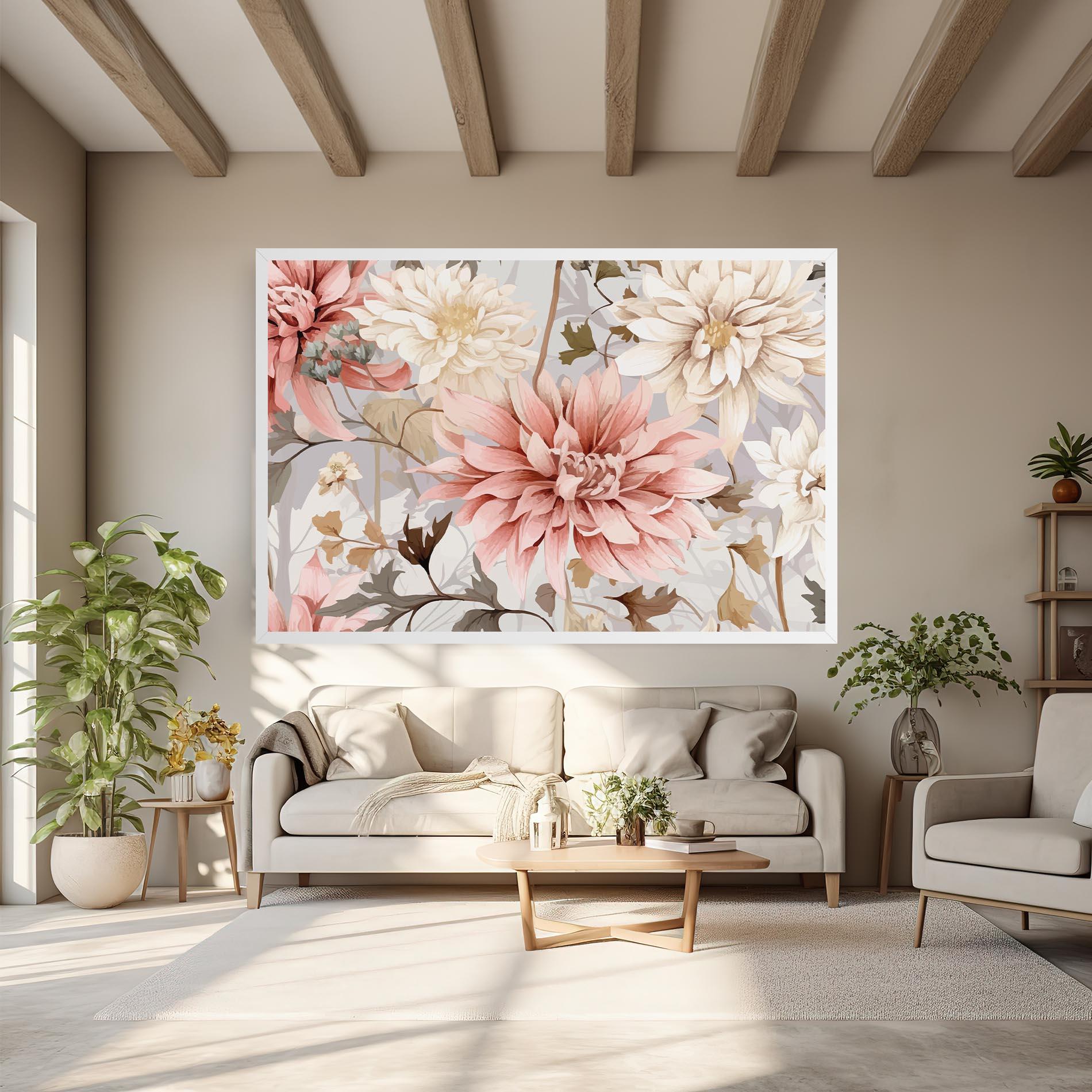 Tablou Canvas Pink Cream Open Peony mockup 6