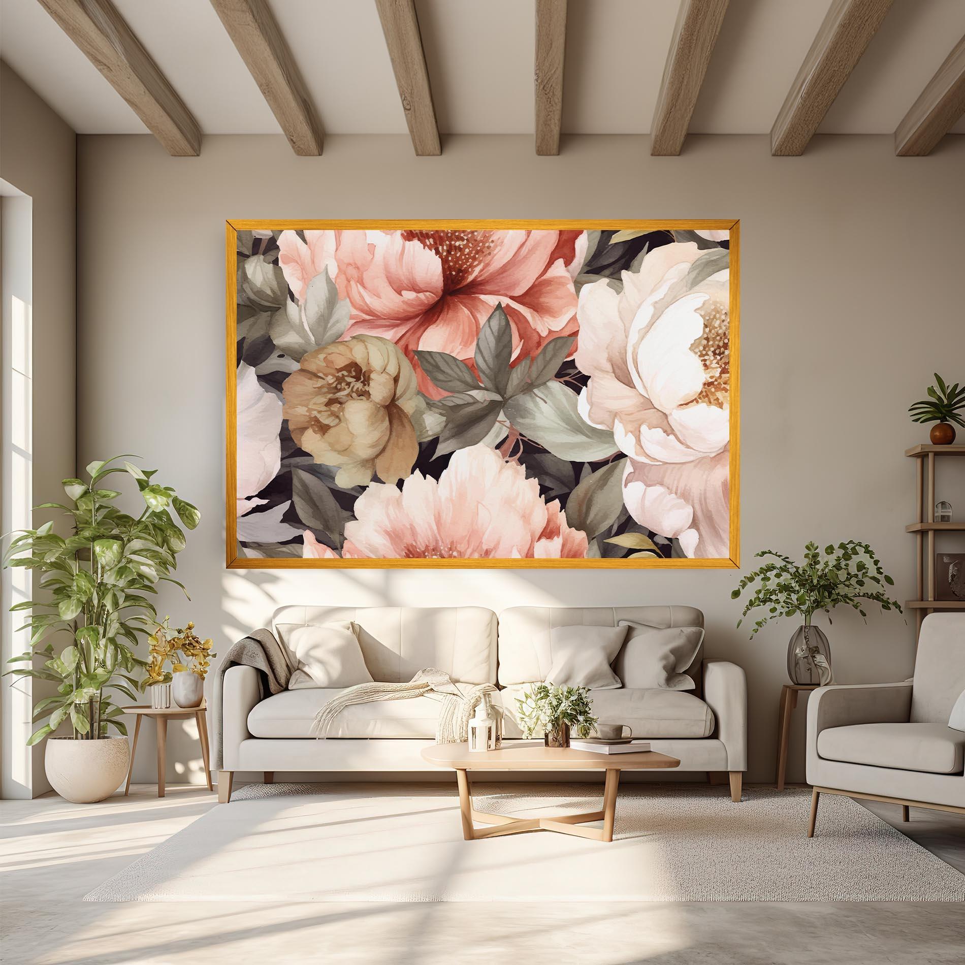 Tablou Canvas Cream Pink Peony mockup 6